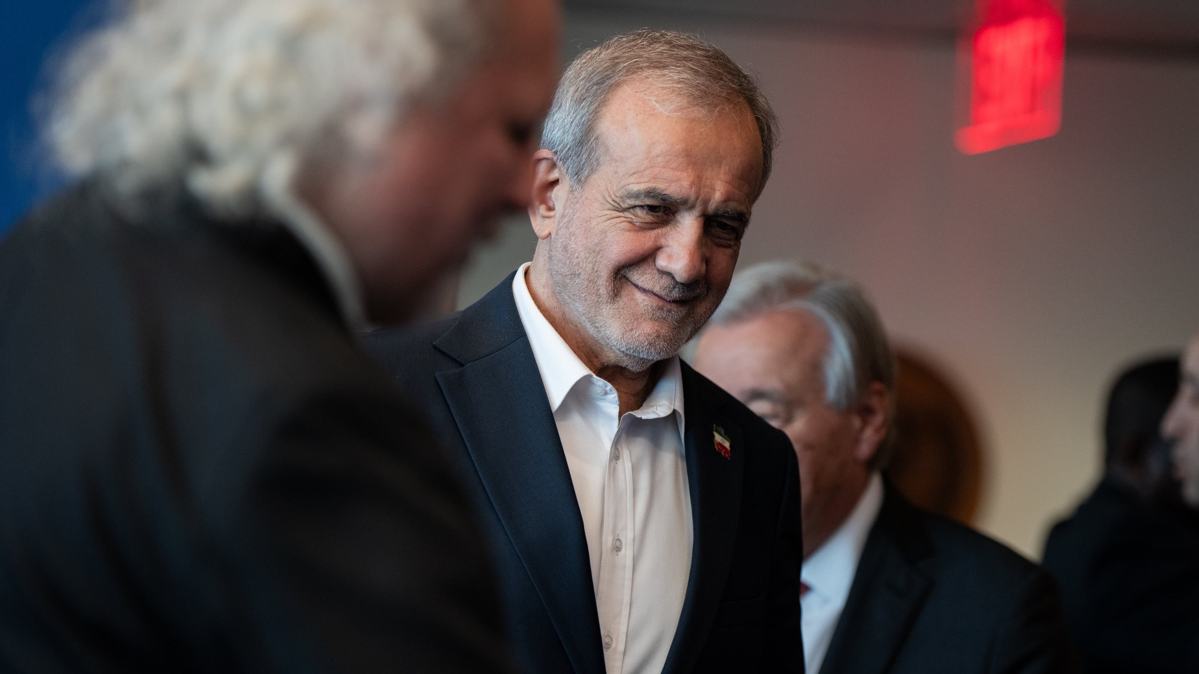 FILE - Masoud Pezeshkian, the President of Iran, attends the United Nations General Assembly at United Nations headquarters, on Sept. 25, 2025. (AP Photo/Angelina Katsanis, File)