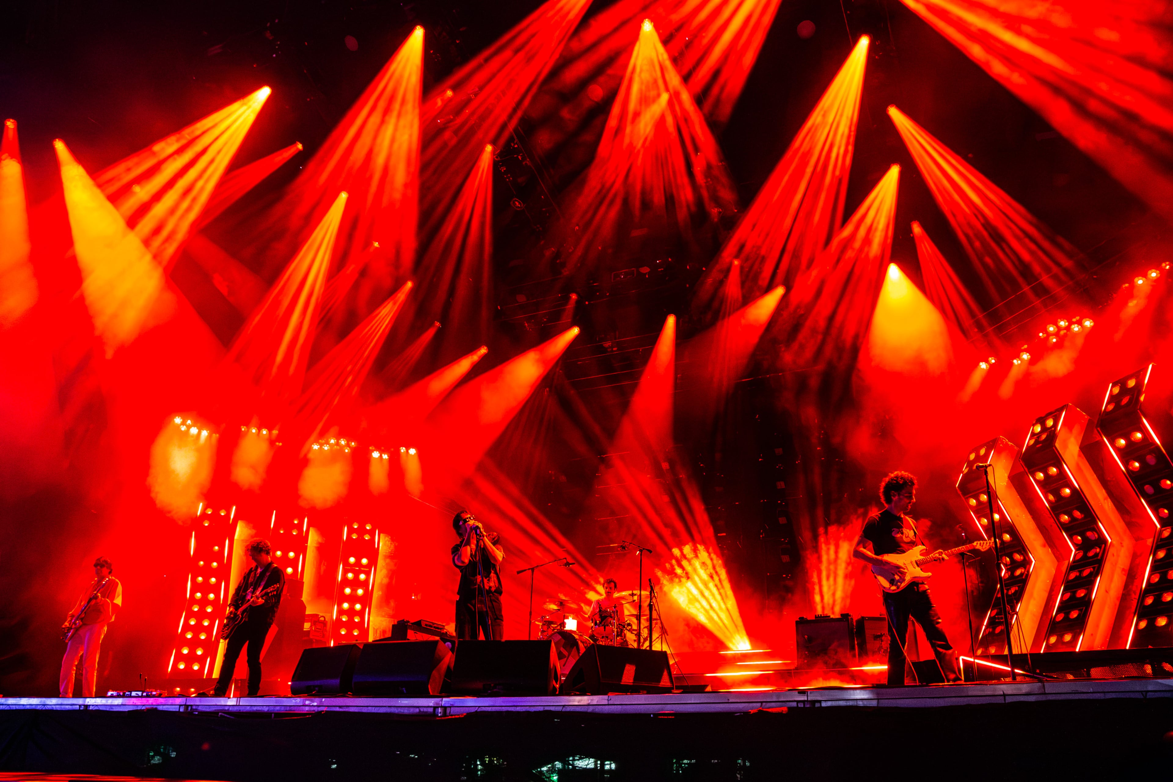The Strokes closed out Shaky Knees on Friday night, Sept. 18, 2026, on the Peachtree Stage, bringing their genre-defining indie rock hits to a packed crowd in Atlanta. (Ryan Fleisher for the AJC)