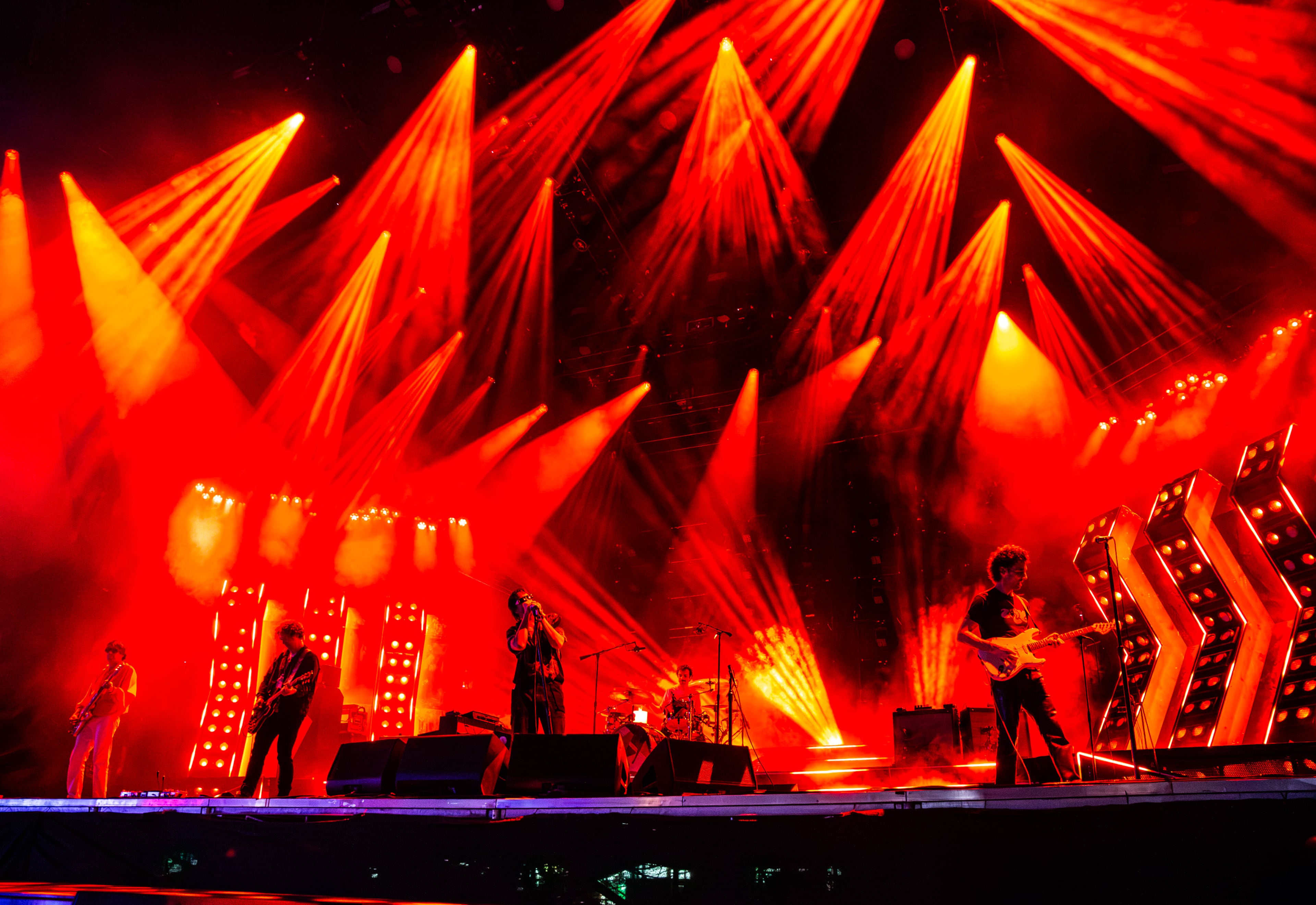 The Strokes closed out Shaky Knees on Friday night, Sept. 18, 2026, on the Peachtree Stage, bringing their genre-defining indie rock hits to a packed crowd in Atlanta. (Ryan Fleisher for the AJC)