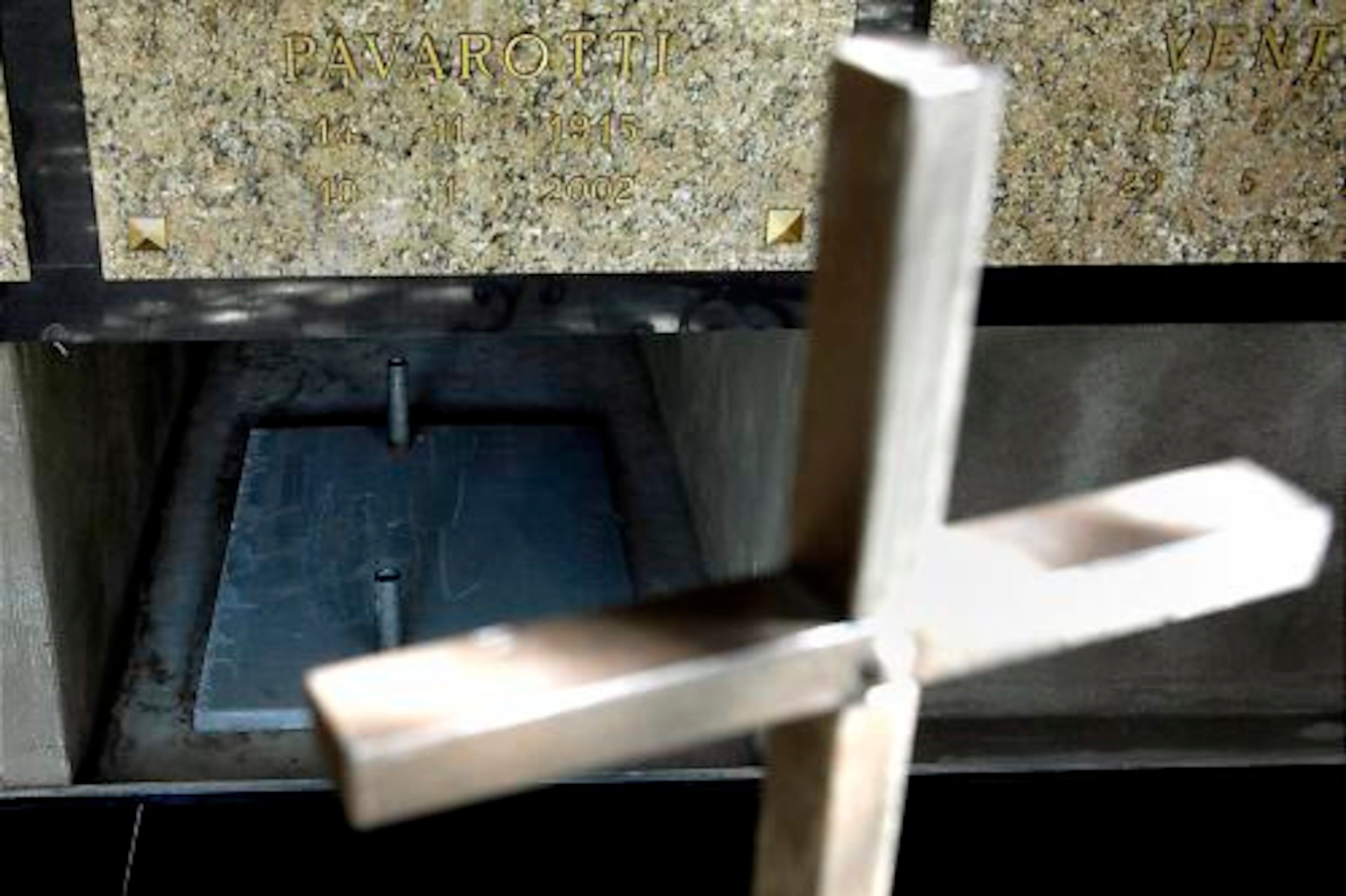 Here's a view of the open tomb in the Pavarotti family private chapel in the Montalto's cemetery where the body of Luciano Pavarotti will be buried after the funeral service Saturday.