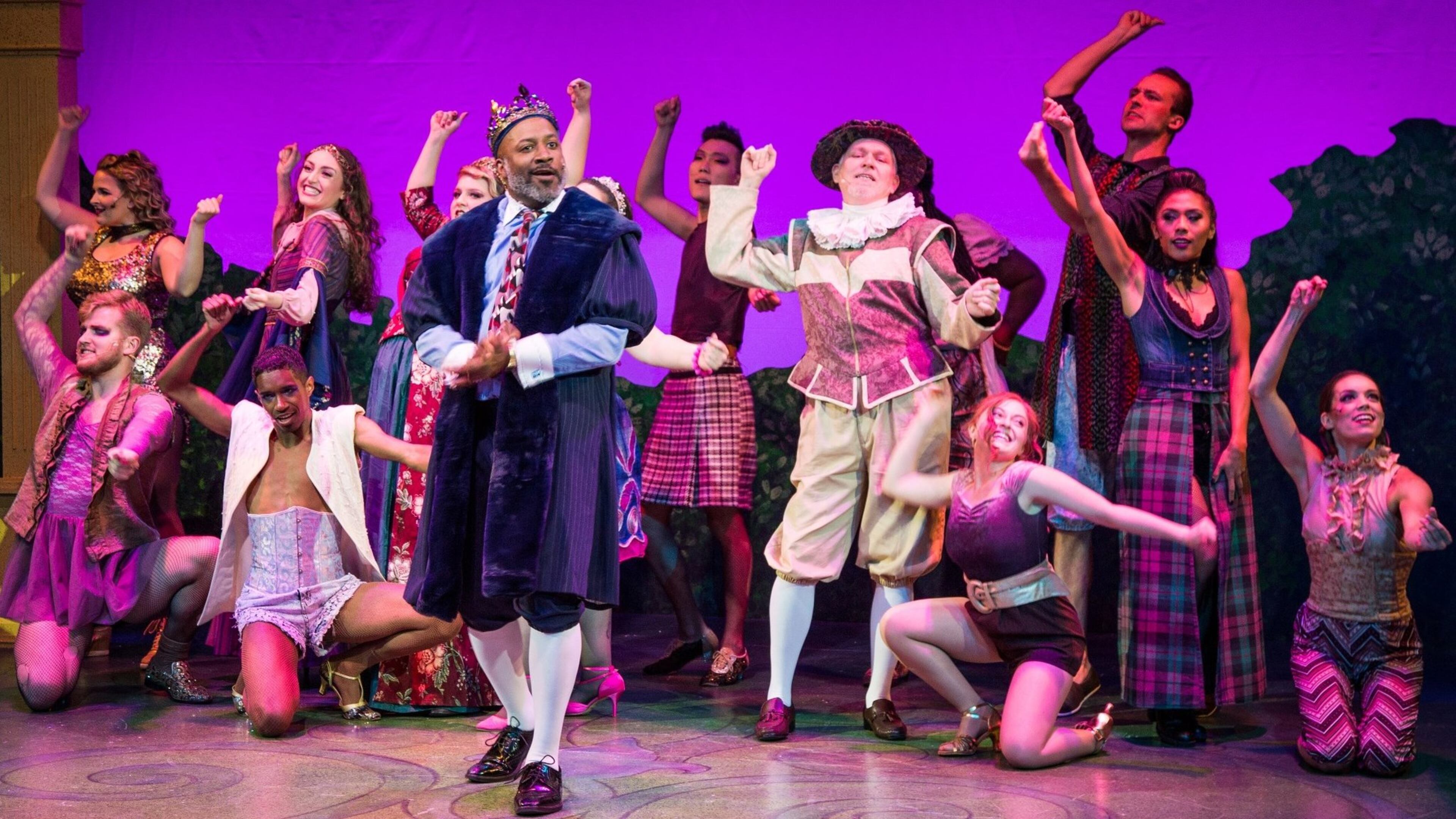 Kevin Harry (in foreground) appears among the cast of the Actor’s Express musical “Head Over Heels.” CONTRIBUTED BY CASEY GARDNER PHOTOGRAPHY