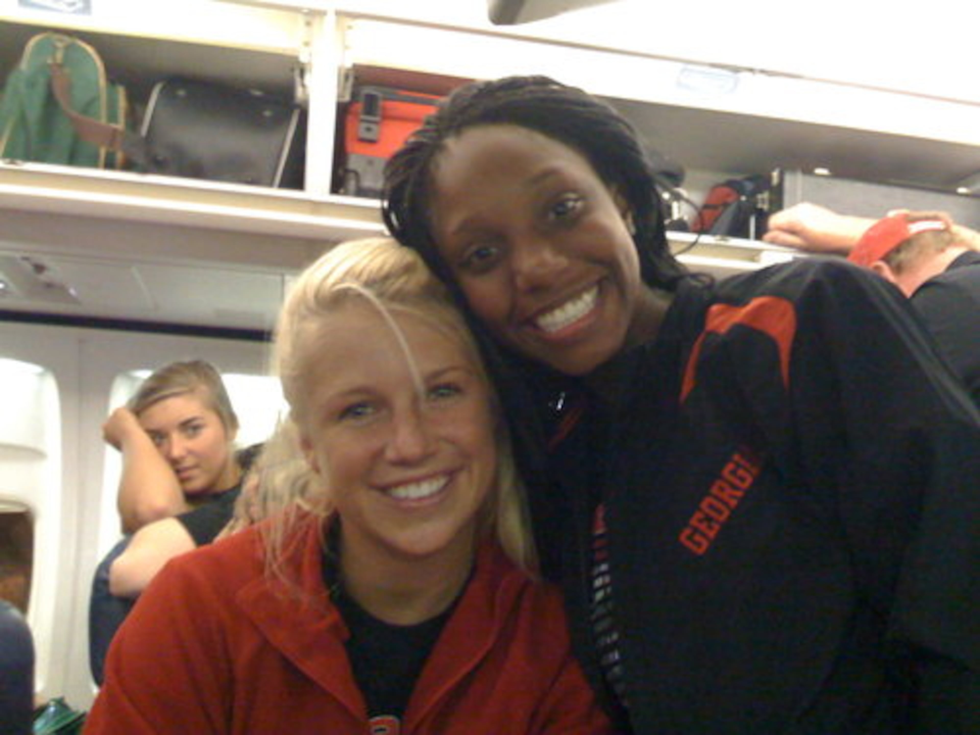 UGA cheerleaders Erica and Kelly on plane ride back to Atlanta