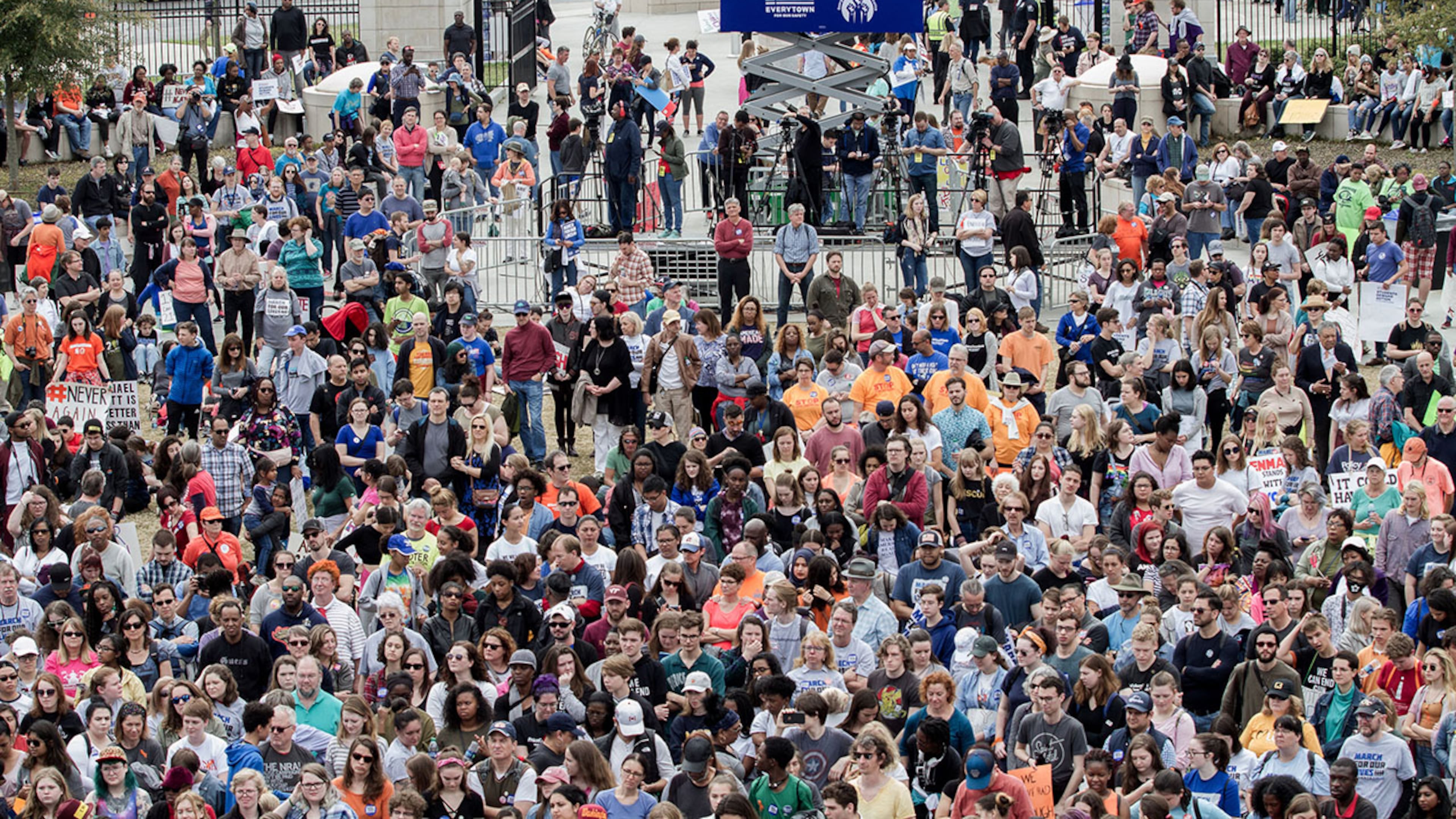 A large crowd gathers at Liberty Plaza, near the State Capitol at the end of the March For Our Life Atlanta rally Saturday, March 24, 2018. STEVE SCHAEFER / SPECIAL TO THE AJC