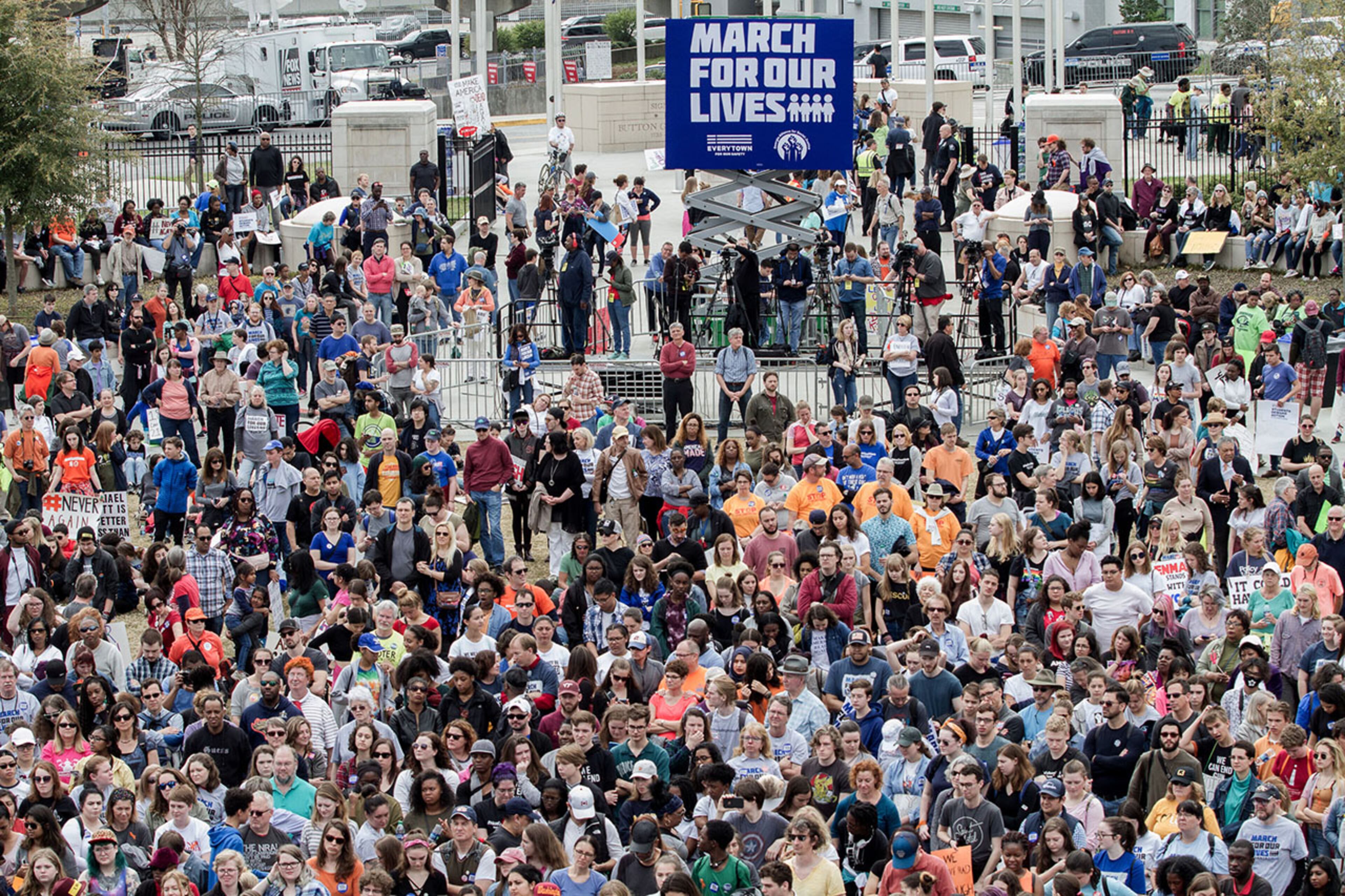 A large crowd gathers at Liberty Plaza, near the State Capitol at the end of the March For Our Life Atlanta rally Saturday, March 24, 2018. STEVE SCHAEFER / SPECIAL TO THE AJC