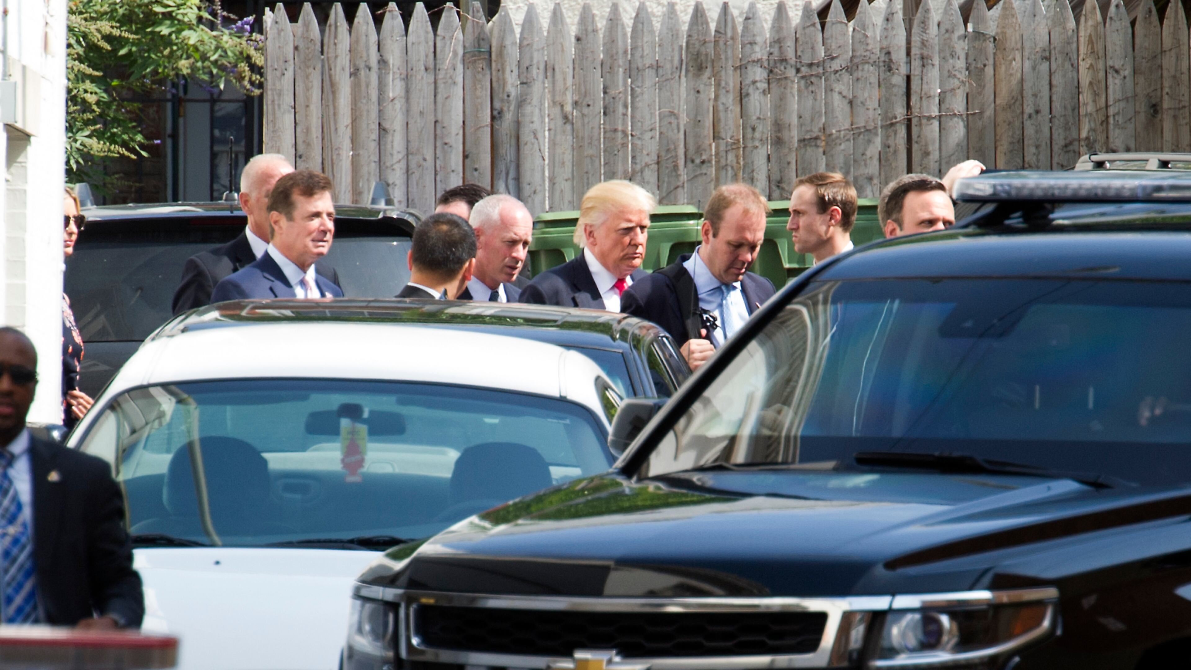 Republican presidential candidate Donald Trump departs a meeting with Republican House members at the Capitol Hill Club in Washington, Thursday, July 7, 2016. (AP Photo/Cliff Owen)