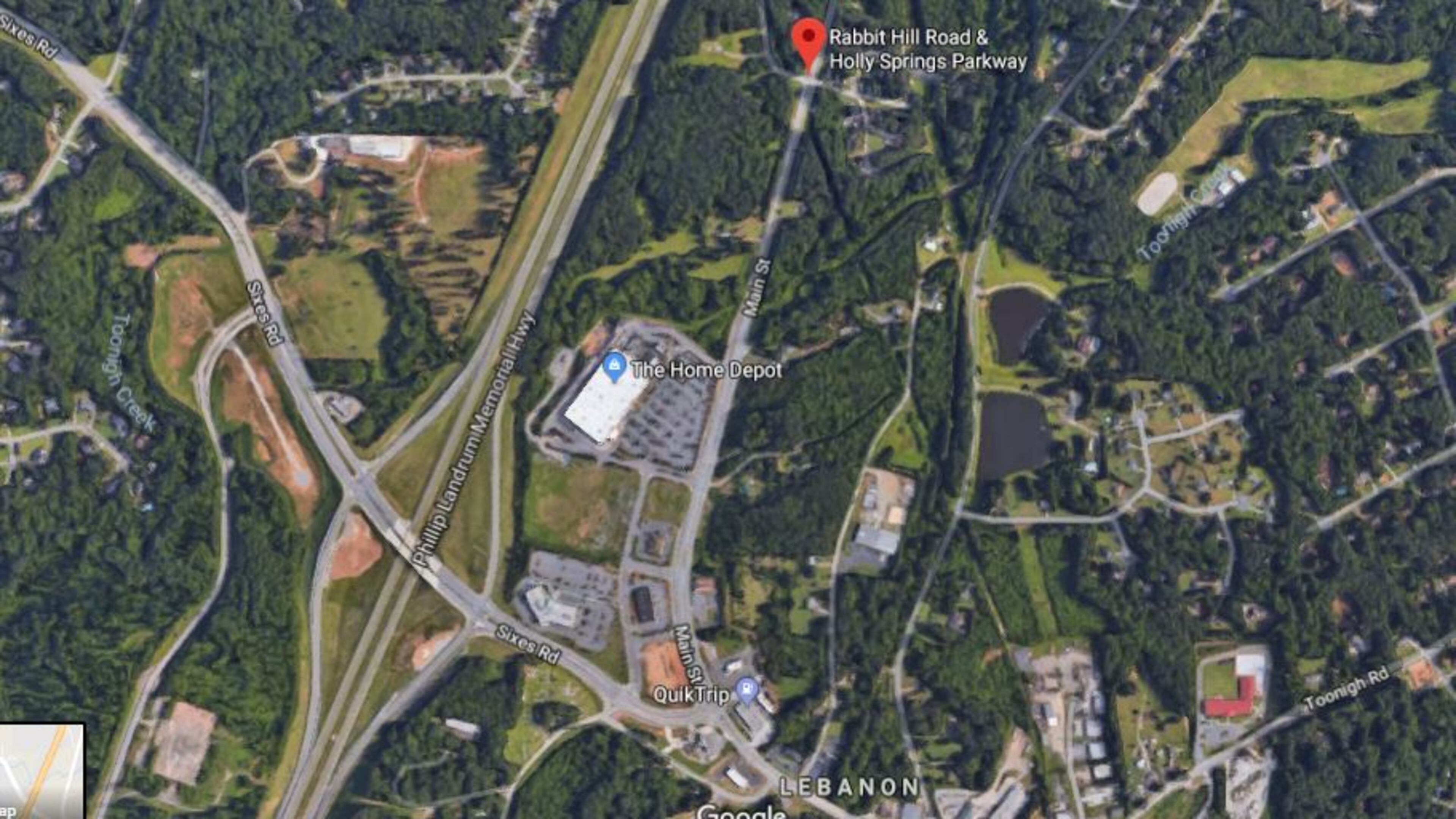 Holly Springs Parkway (also known as Main Street) in Holly Springs will be closed for four months starting this spring as the road is widened from the Home Depot store to Rabbit Hill Road. GOOGLE MAPS