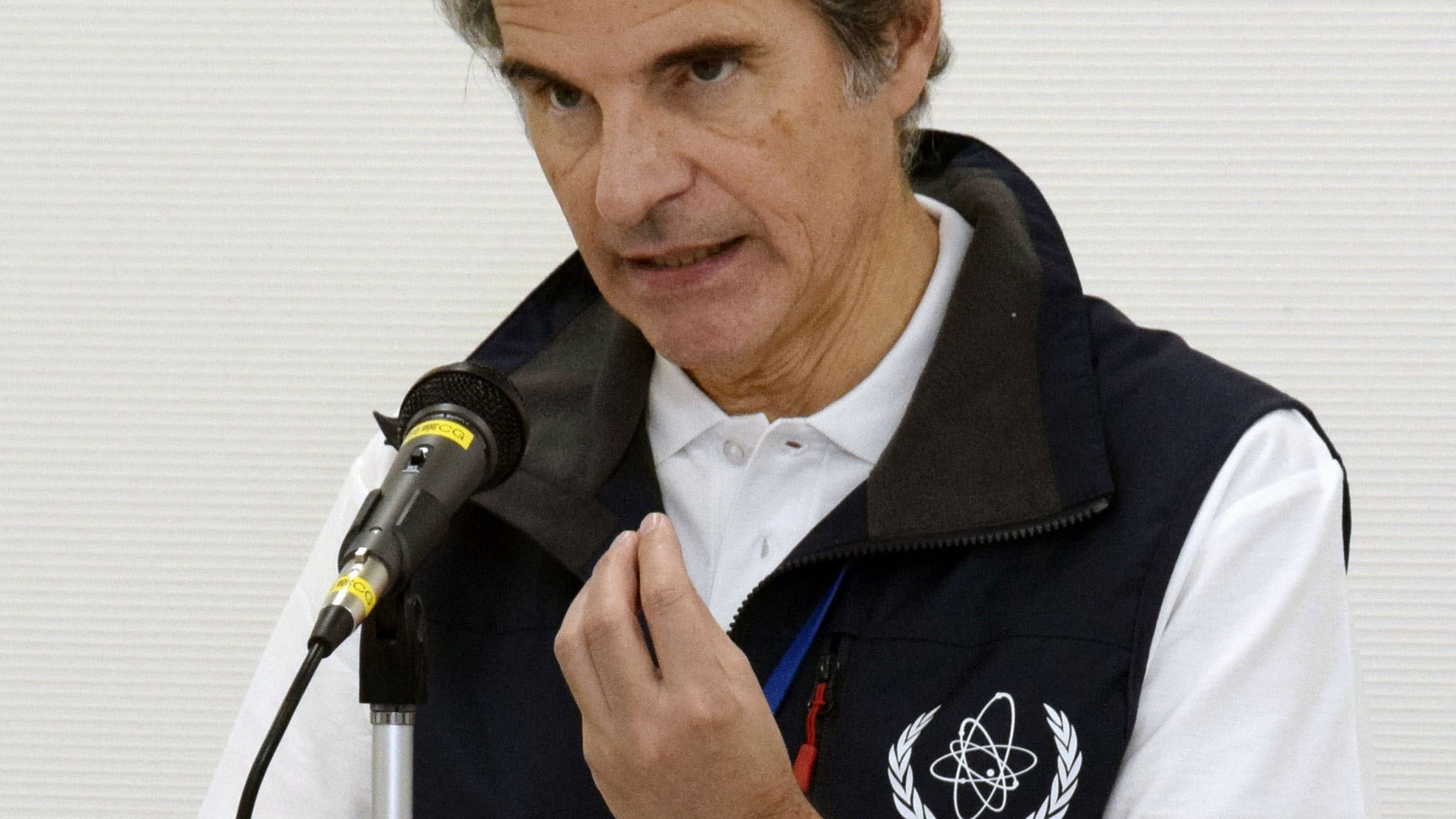 International Atomic Energy Agency Director General Rafael Grossi speaks during a news conference at Fukushima Daiichi nuclear power plant in Okuma, Fukushima pferfecture, Japan Wednesday, June 24, 2026. (Kyodo News via AP)