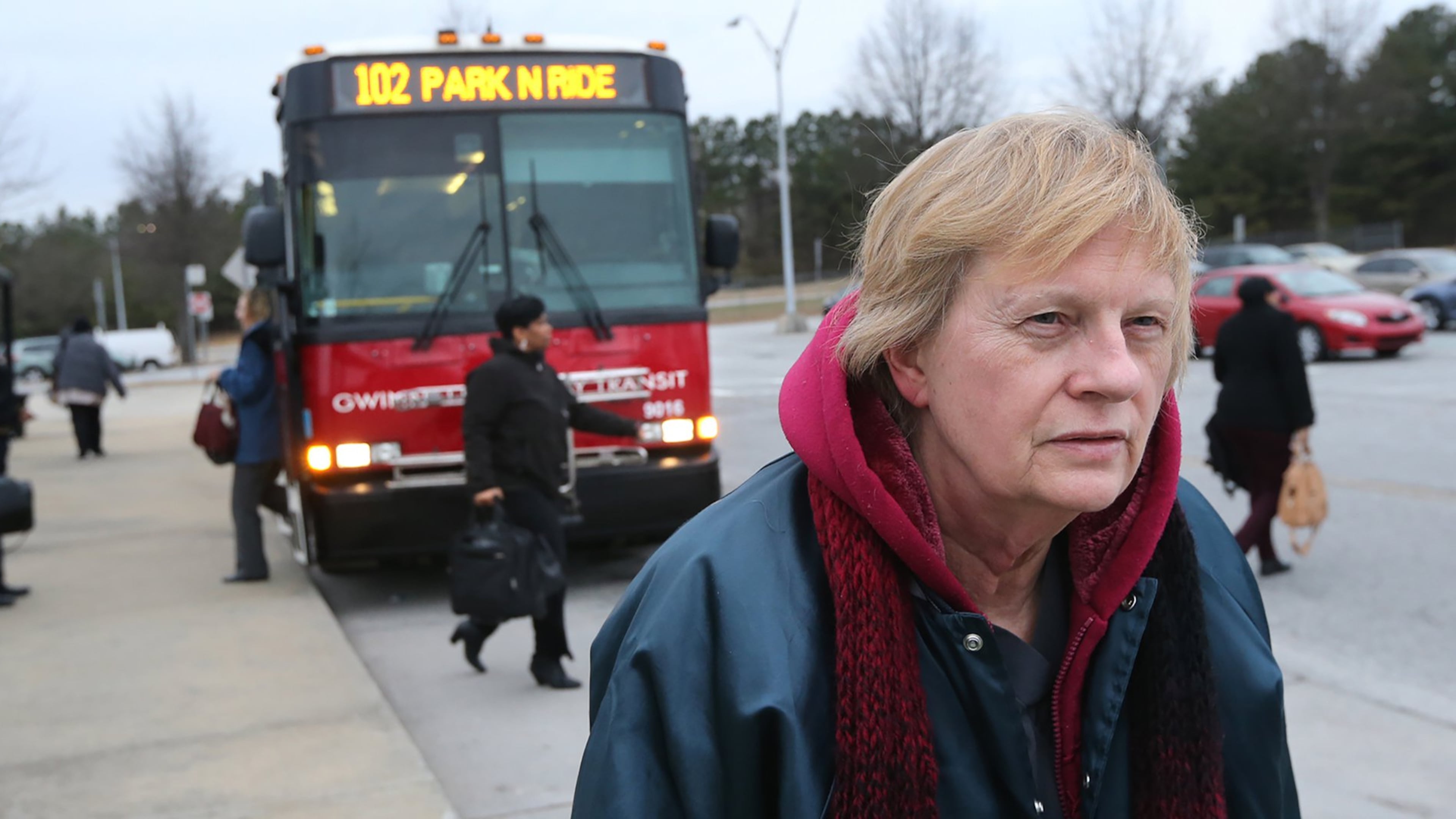 Commuters arrive at the Indian Trail Park in Norcross in 2020. (Curtis Compton/The Atlanta Journal-Constitution)