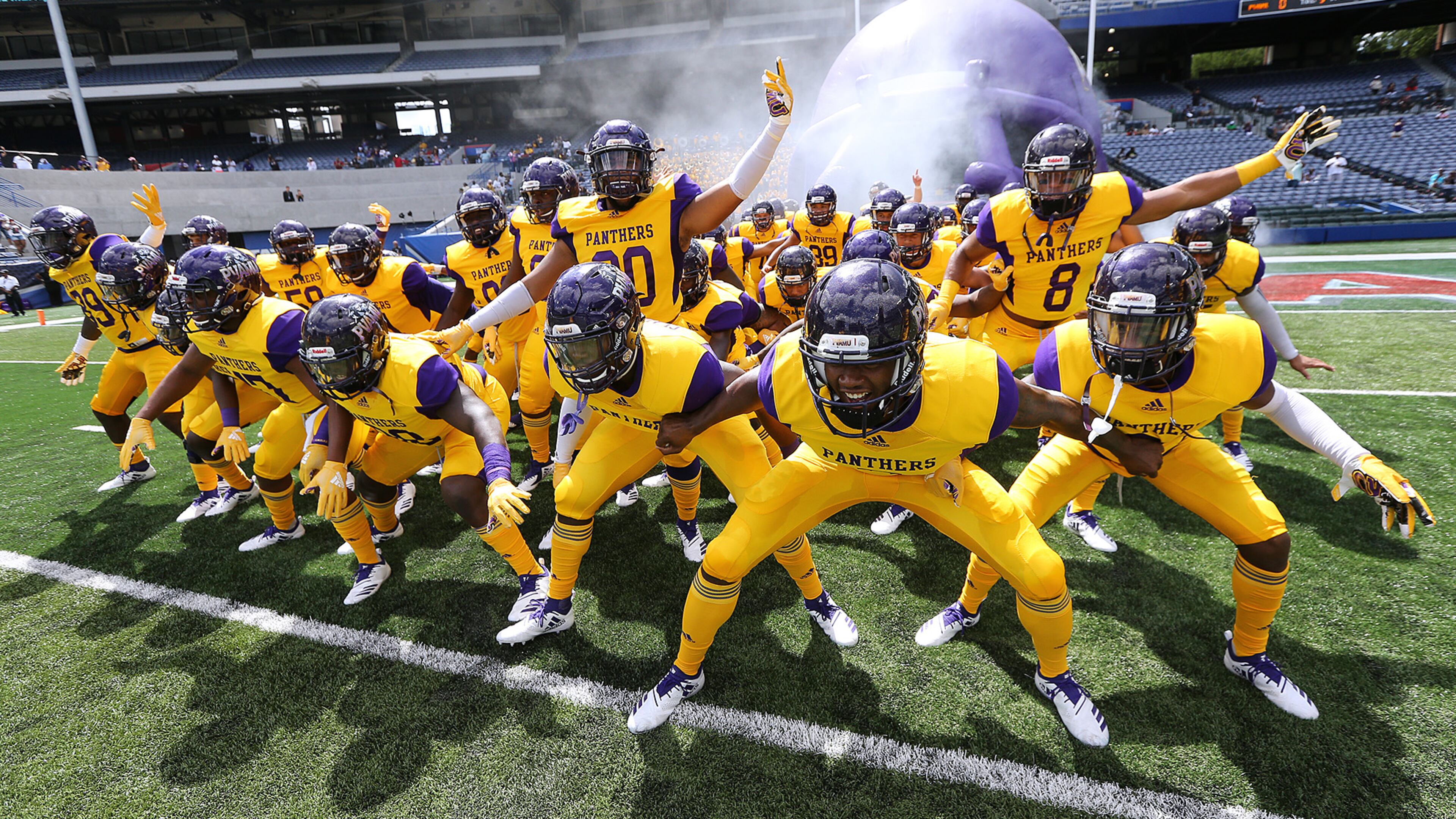 Prairie View A&M takes the field to play North Carolina Central in the MEAC-SWAC Challenge Sunday, Sept. 2, 2018, at Georgia State Stadium in Atlanta.
