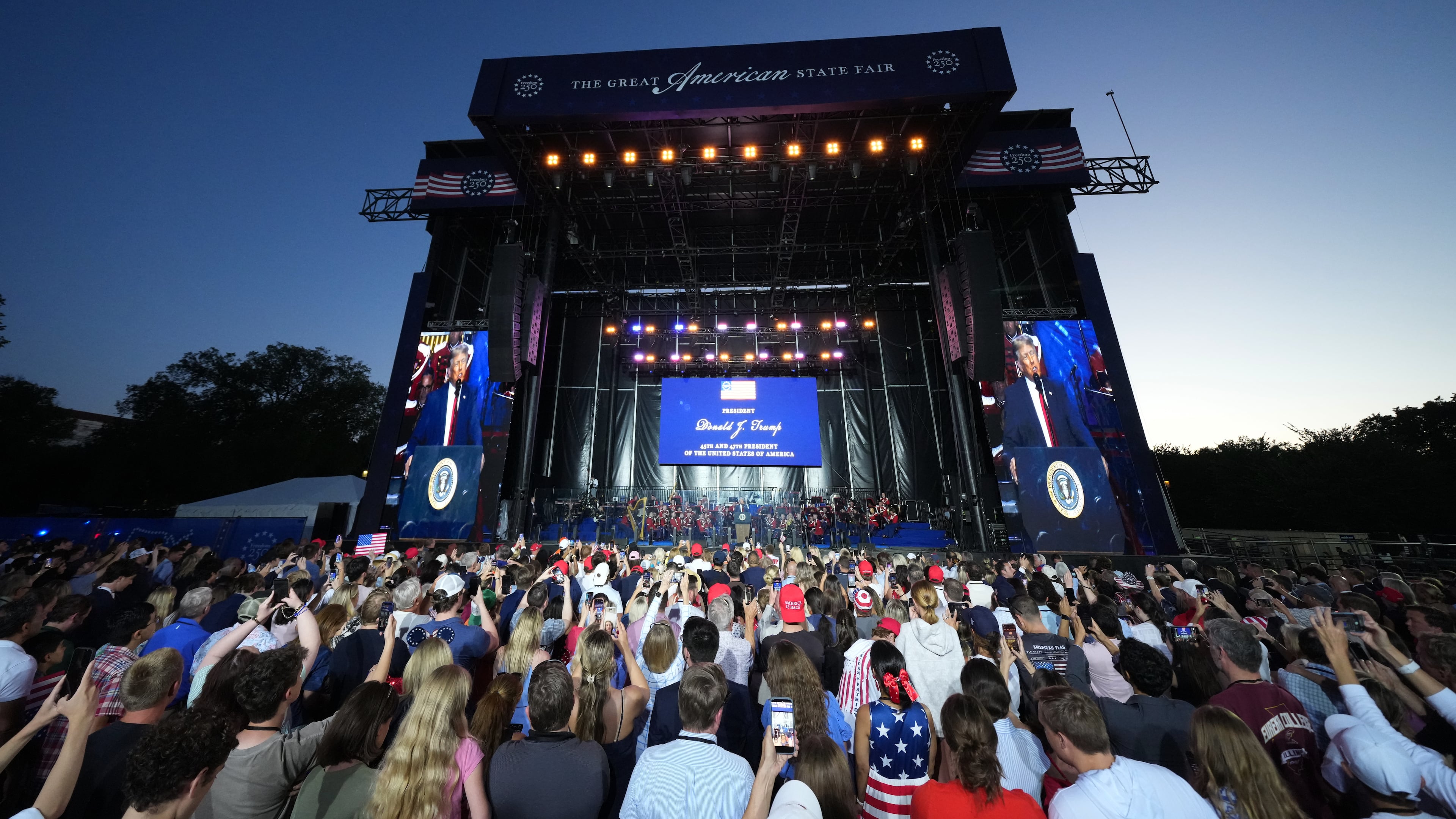 President Donald Trump speaks at the opening of the Great American State Fair on the National Mall, Wednesday, June 24, 2026, in Washington. (AP Photo/Alex Brandon)