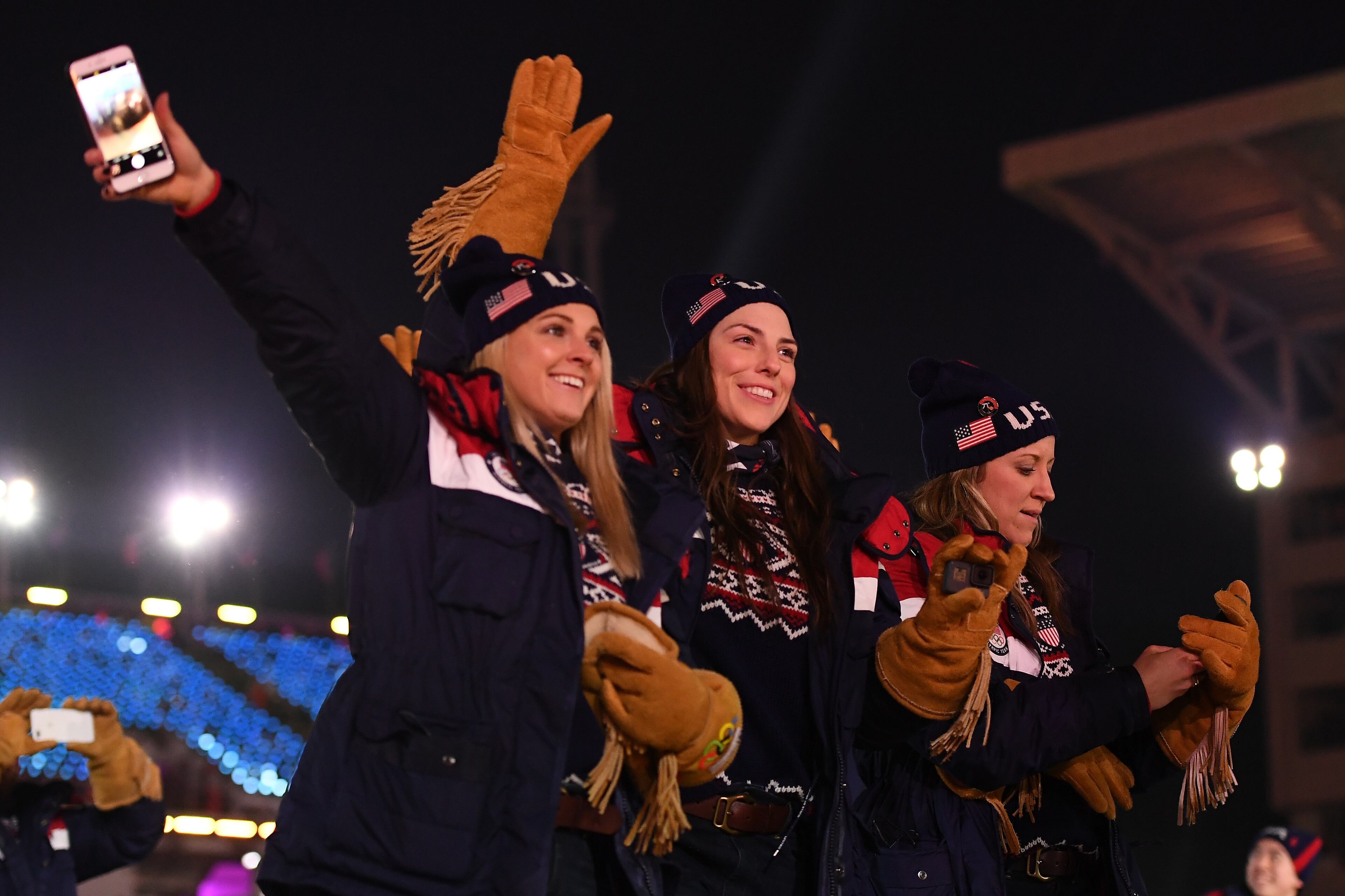 PYEONGCHANG-GUN, SOUTH KOREA - FEBRUARY 09: Members of Team USA walk during the Opening Ceremony of the PyeongChang 2018 Winter Olympic Games at PyeongChang Olympic Stadium on February 9, 2018 in Pyeongchang-gun, South Korea. (Photo by Quinn Rooney/Getty Images)