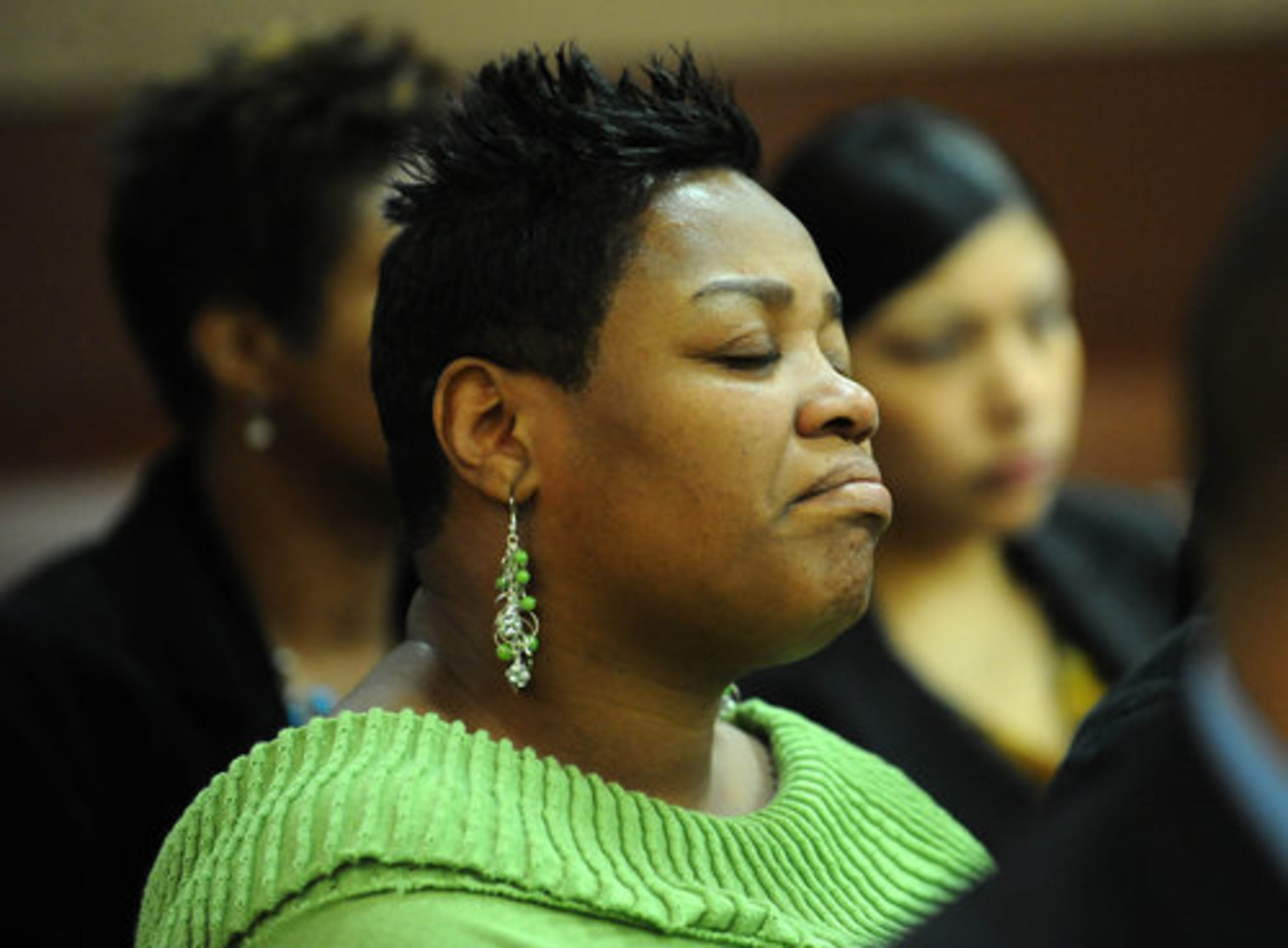 Constance Franklin, mother of Jasmine Lynn, listens to the verdict statement.