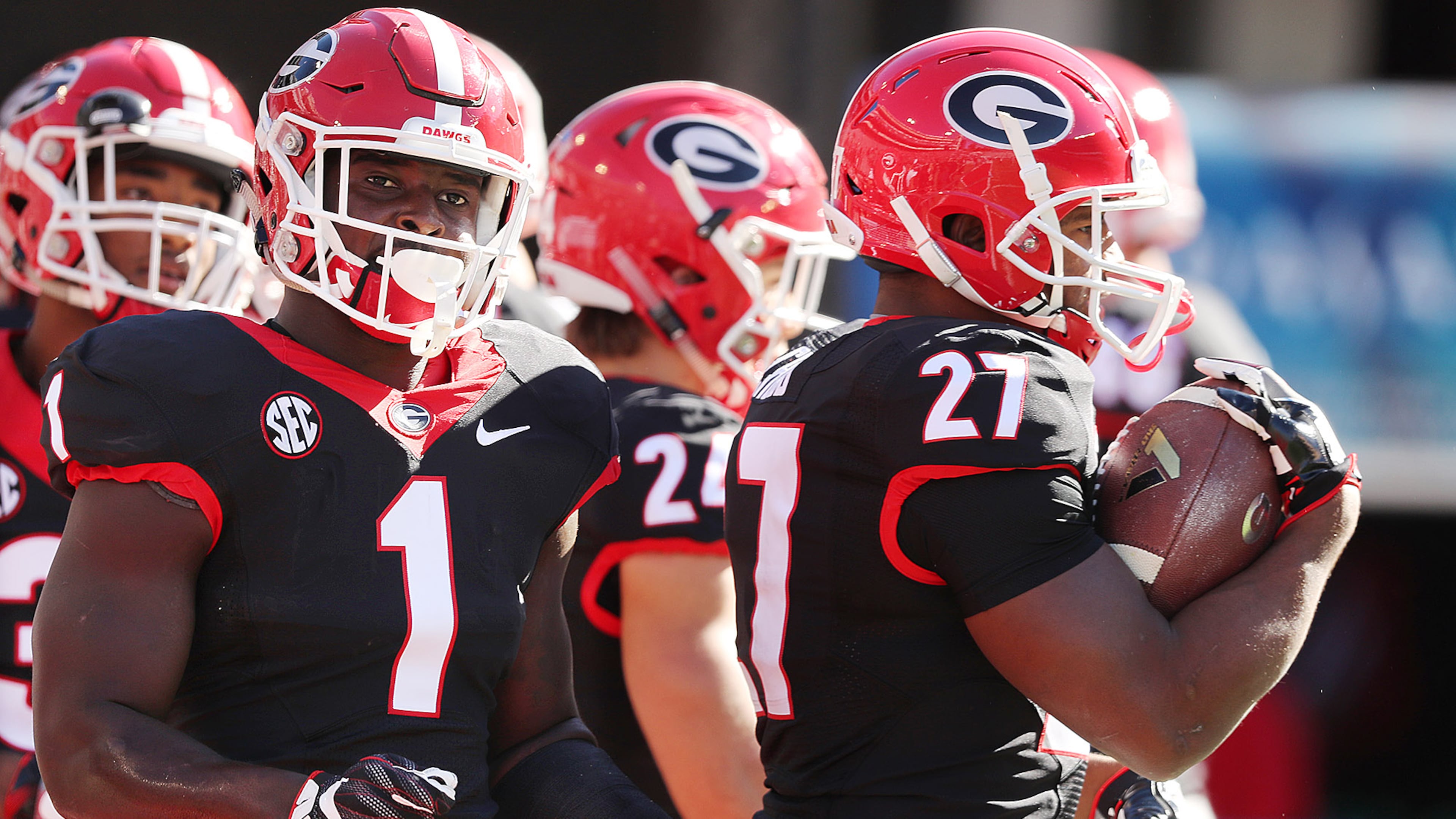 Georgia broke out the black jerseys for a 2016 home game against Louisiana- Lafayette in Athens.