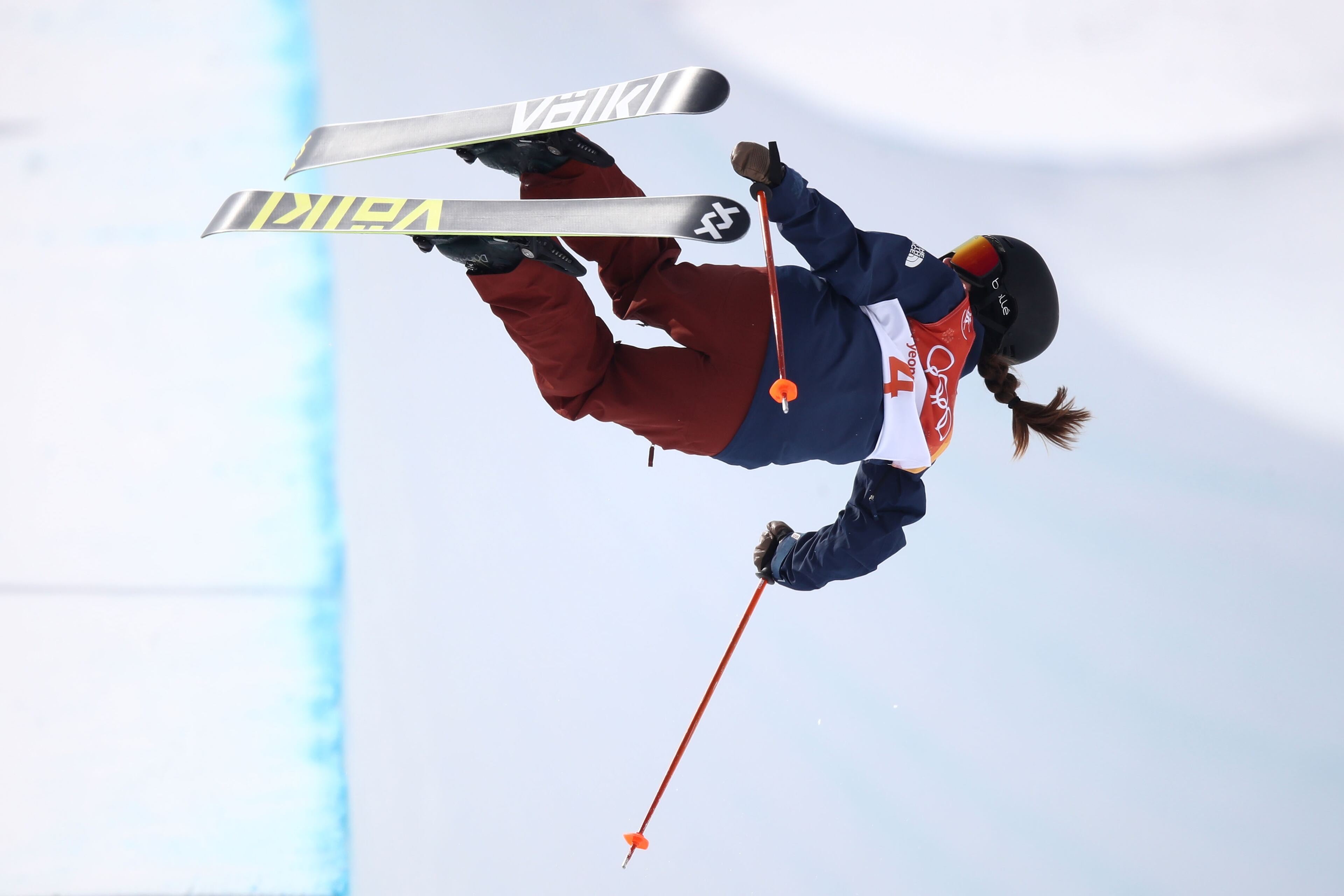 PYEONGCHANG-GUN, SOUTH KOREA - FEBRUARY 19: Maddie Bowman of the United States competes during the Freestyle Skiing Ladies' Ski Halfpipe Qualification on day 10 of the PyeongChang 2018 Winter Olympic Games at Phoenix Snow Park on February 19, 2018 in Pyeongchang-gun, South Korea. (Photo by Cameron Spencer/Getty Images)