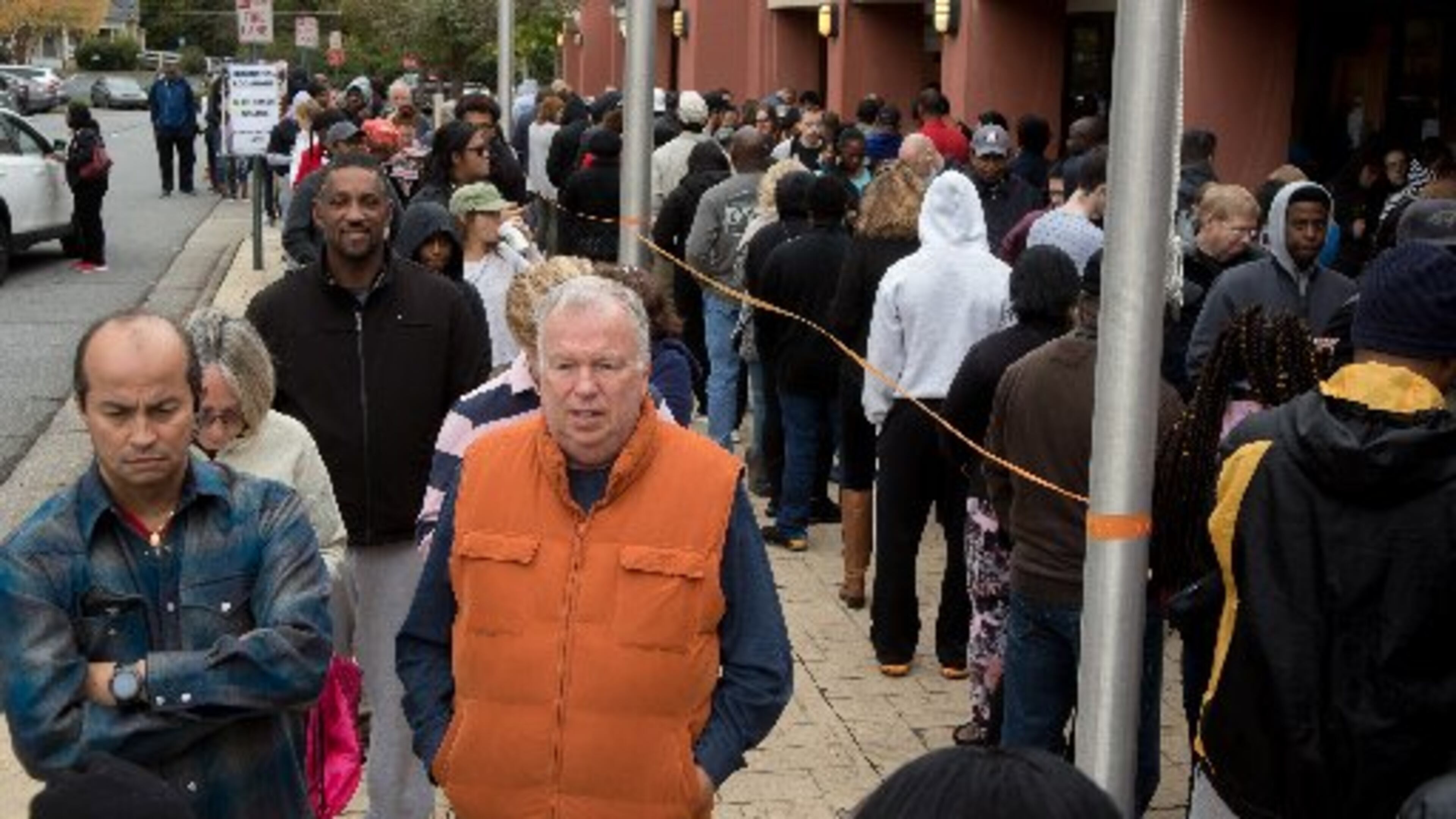 People wait in a long line to vote Saturday, Oct. 27, 2018, at the Cobb County Board of Elections and Registration office in Marietta. (Photo: STEVE SCHAEFER / SPECIAL TO THE AJC)