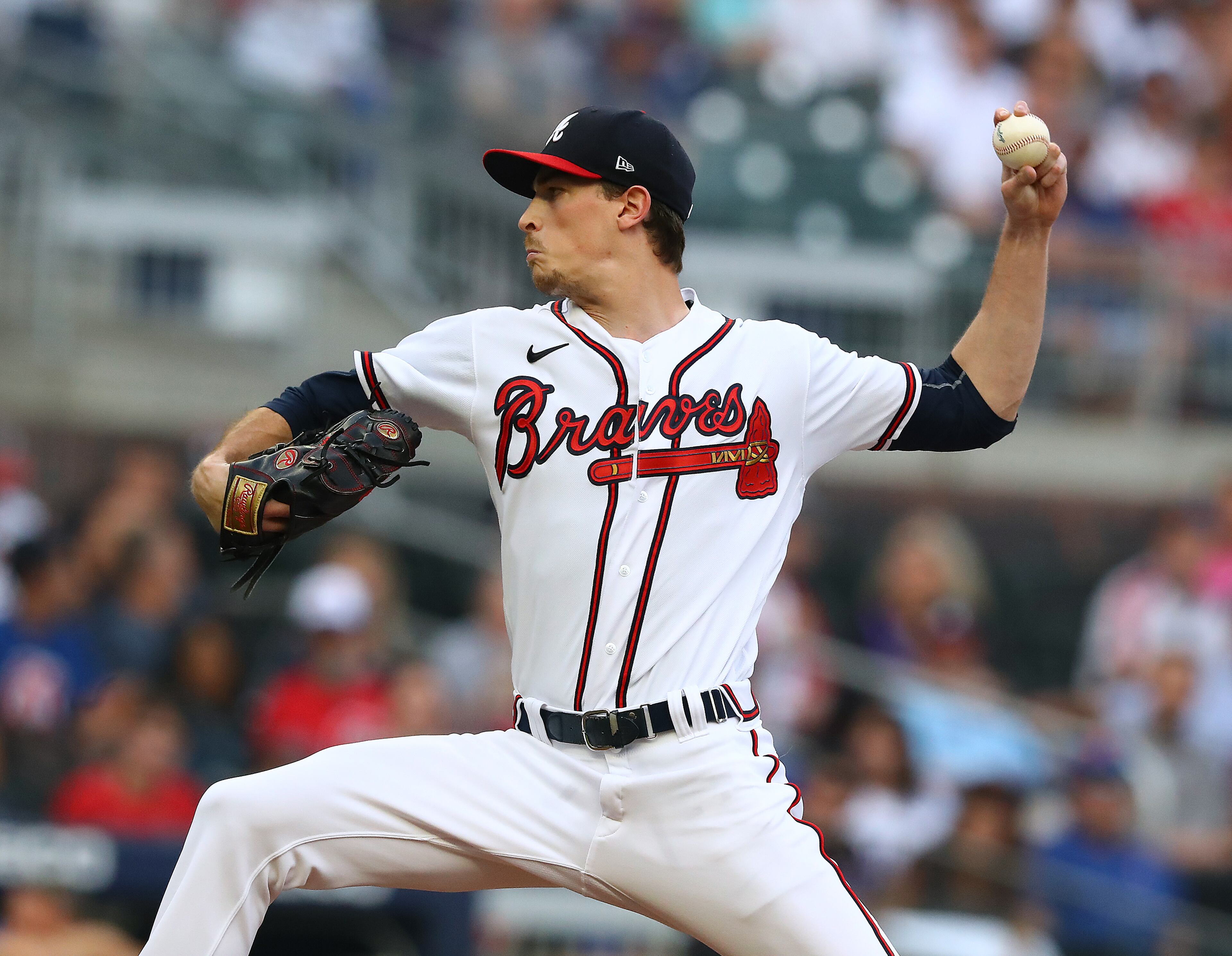 081822 Atlanta: Atlanta Braves starting pitcher Max Fried delivers against the New York Mets during the first inning in a MLB baseball game on Thursday, August 18, 2022, in Atlanta. “Curtis Compton / Curtis Compton@ajc.com
