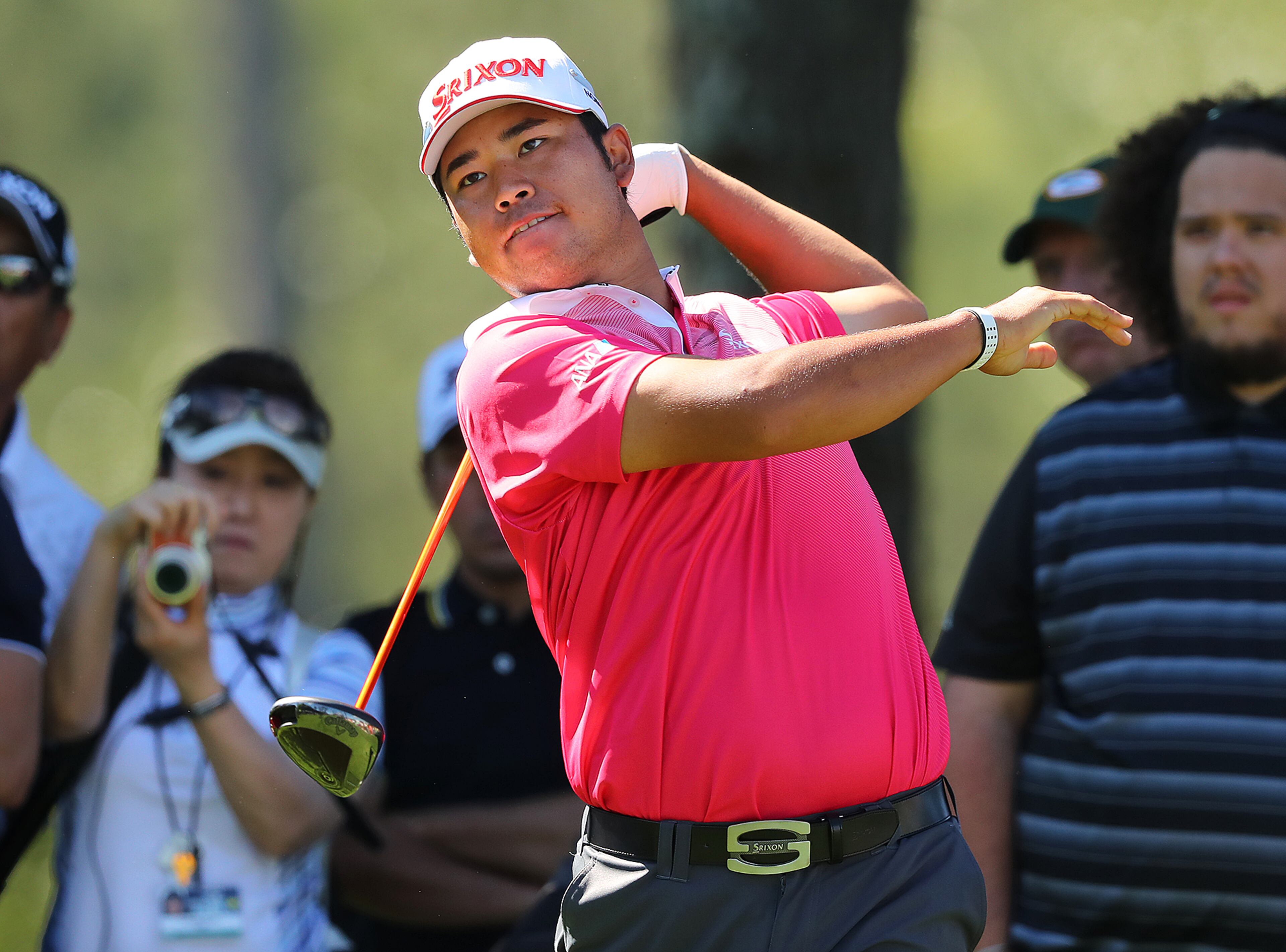 April 4, 2017, Augusta: Hideki Matsuyama hits his driver teeing off on the 18th hole during his practice round for the Masters at Augusta National Golf Club on Tuesday, April 4, 2017, in Augusta. Curtis Compton/ccompton@ajc.com