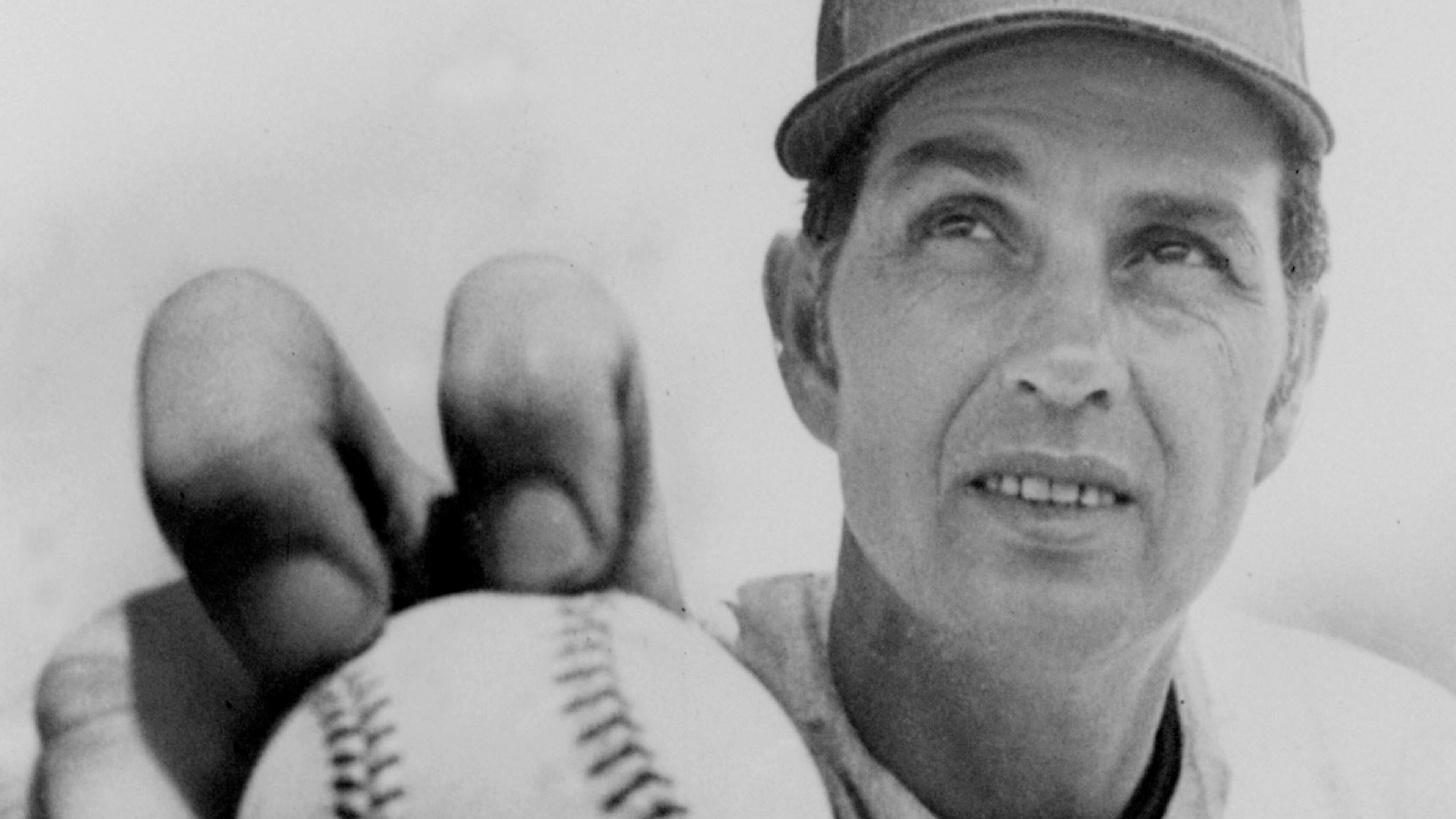 ** FILE ** The Atlanta Braves' veteran knuckleballer Hoyt Wilhelm shows how he grips the ball before he throws during spring training, in West Palm Beach, Fla, in this March 2, 1970 photo. Wilhelm, the first reliever elected to the Hall of Fame and the last pitcher to throw a no-hitter against the New York Yankees, died, Friday, Aug. 23, 2002. Baseball records listed him at 79 years old, though the funeral home handling the arrangements said he was 80. (AP Photo)