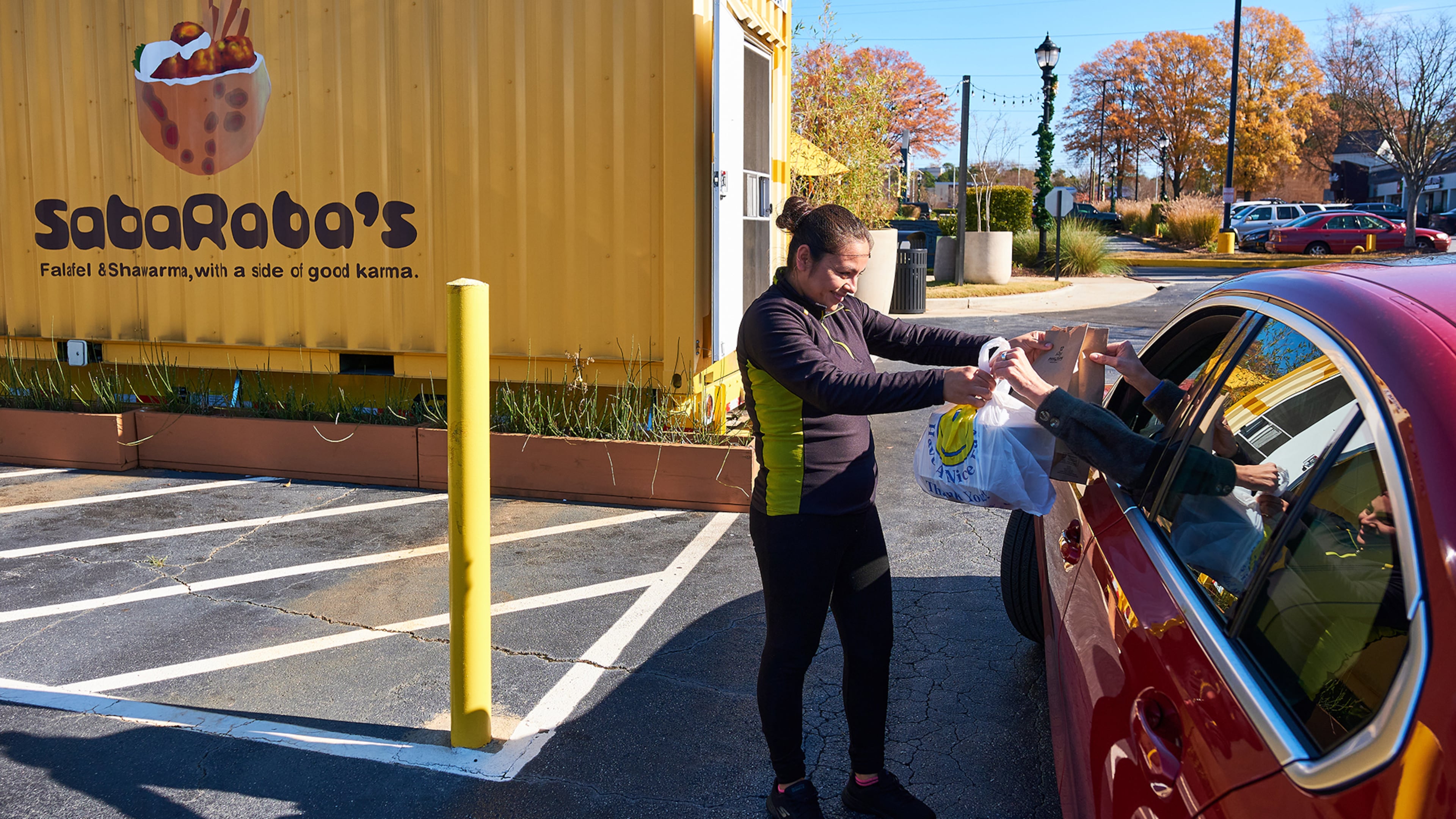 SabaRaba’s, housed in a shipping container, offers an Israeli street food experience for takeout or delivery. Courtesy of Brandon Amato