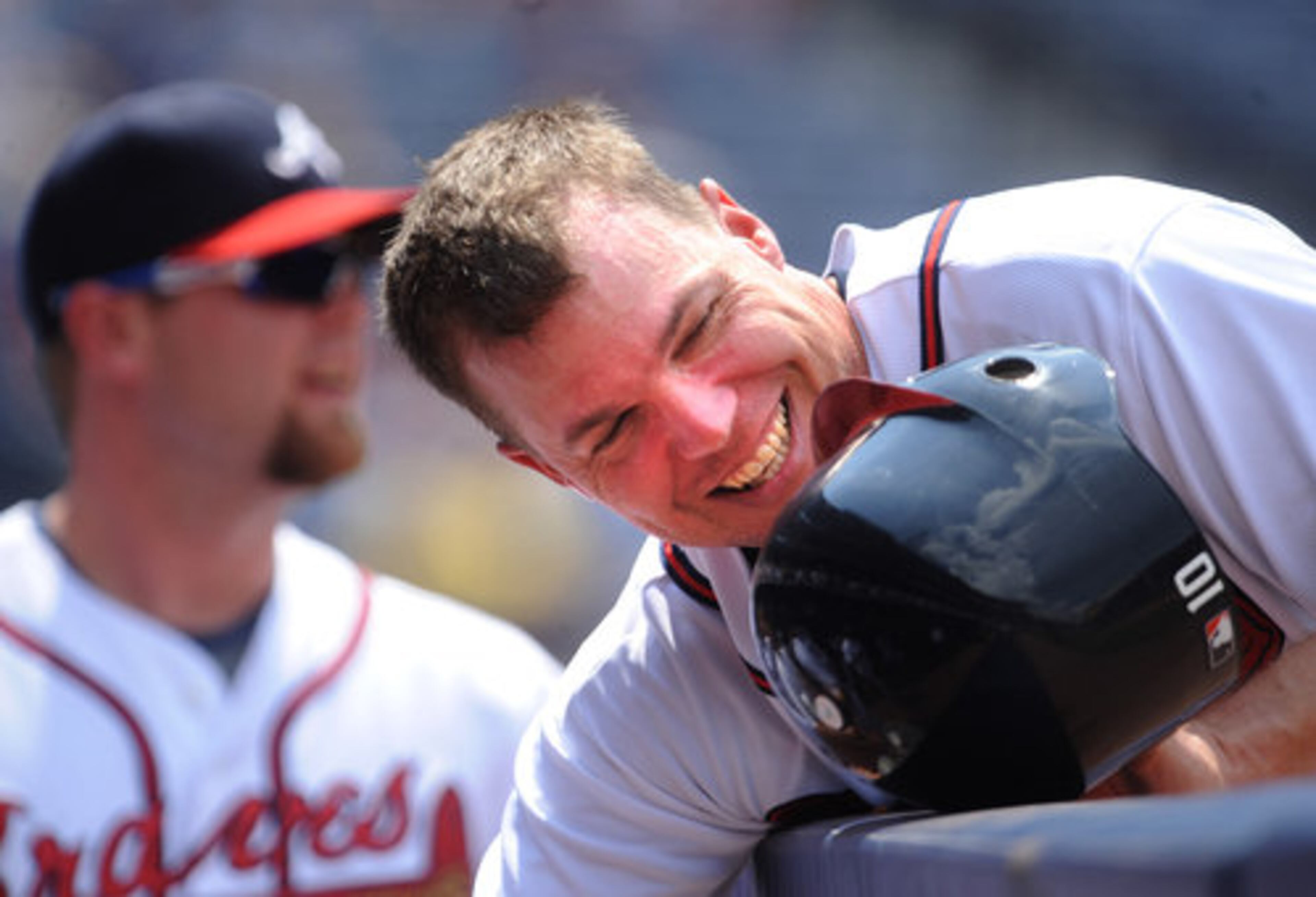 Atlanta Braves Chipper Jones smiles during their game against the San Diego Padres on Thursday, July 22, 2010. The Braves won the game 8 to 0.