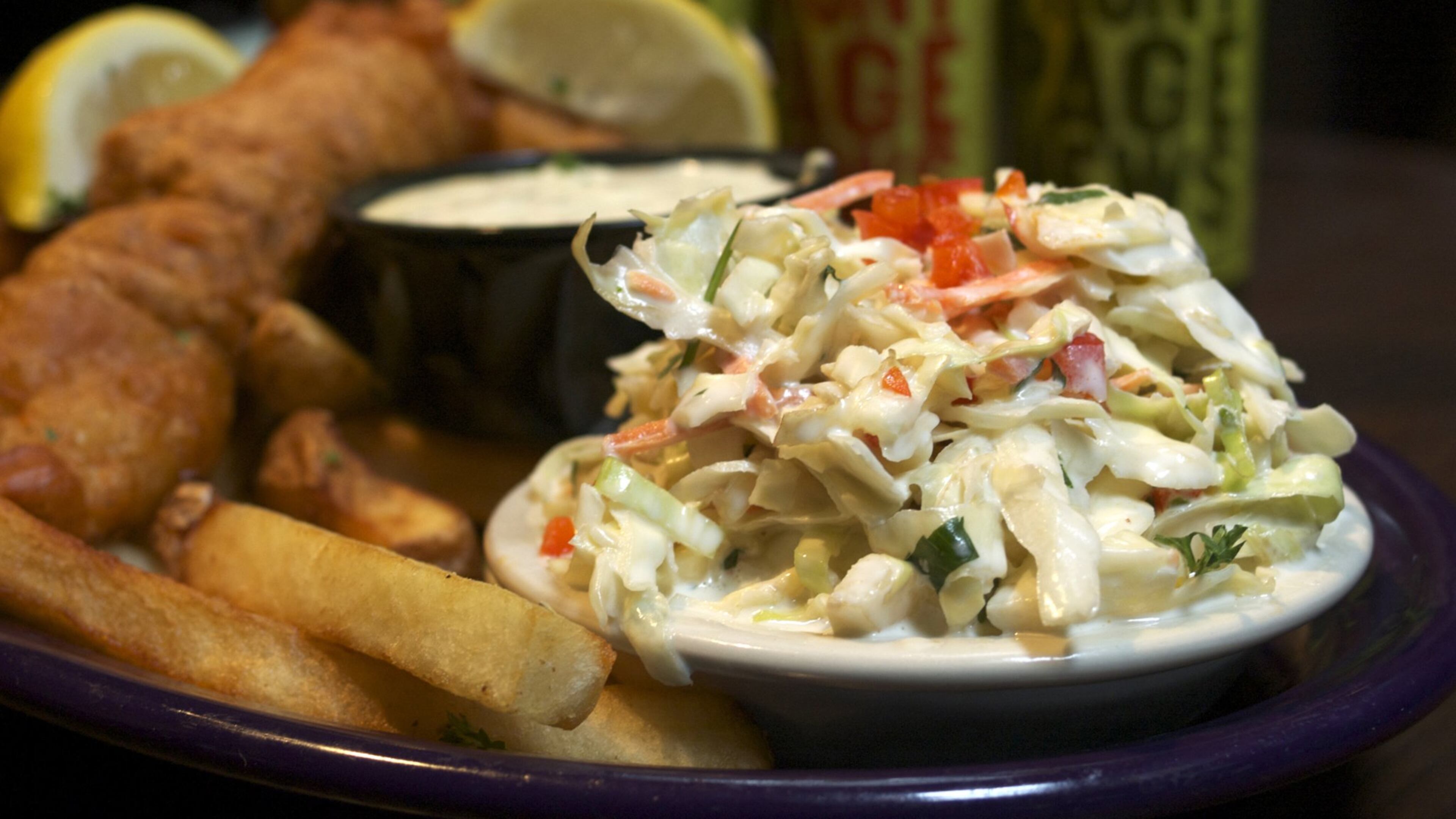 You can garnish Front Page News’ Coleslaw with freshly chopped parsley and finely diced tomato.