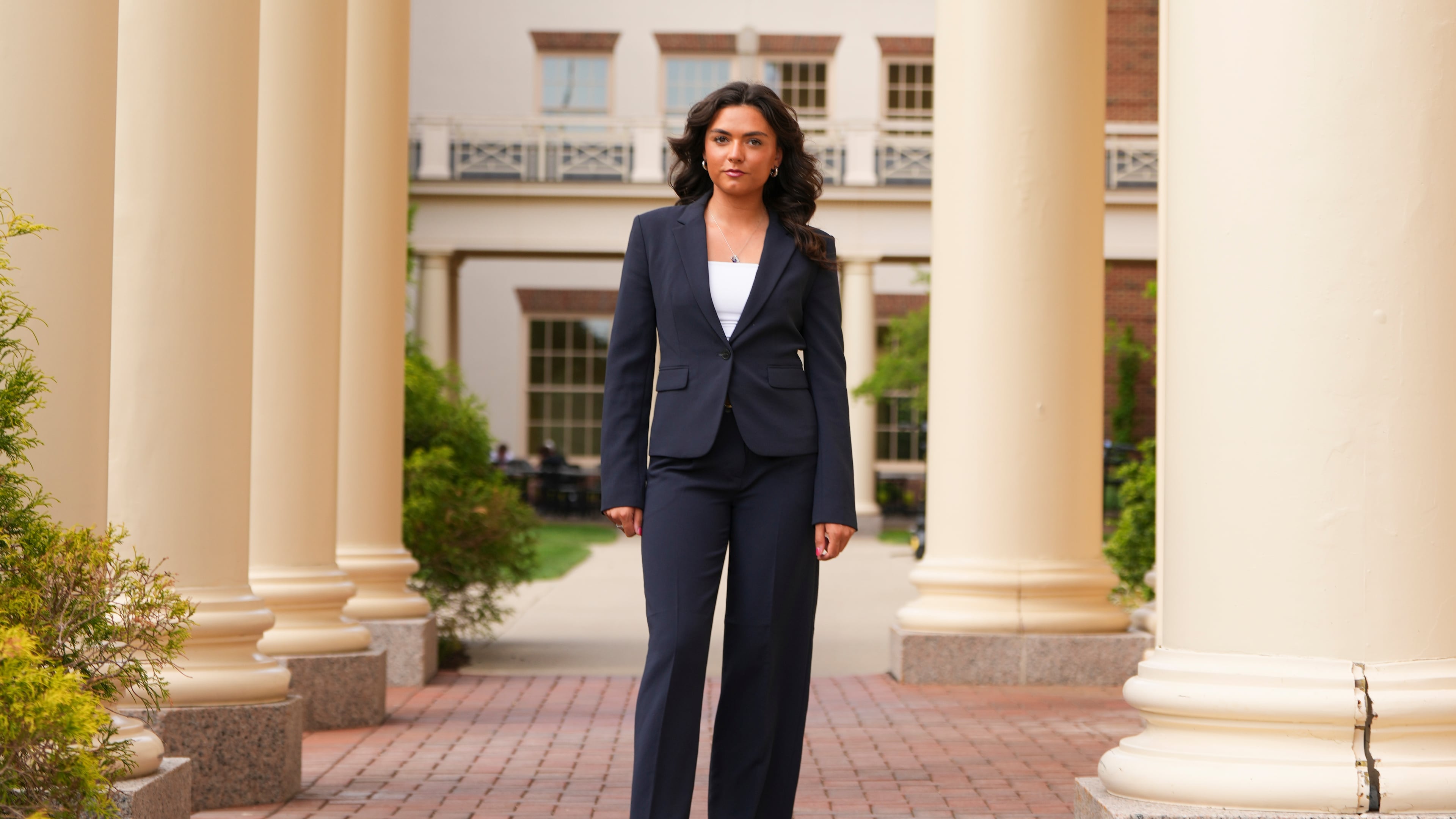 Josephine Timperman, a student at Miami University, poses for a portrait Friday, April 24, 2026, in Oxford, Ohio. (AP Photo/Jeff Dean)