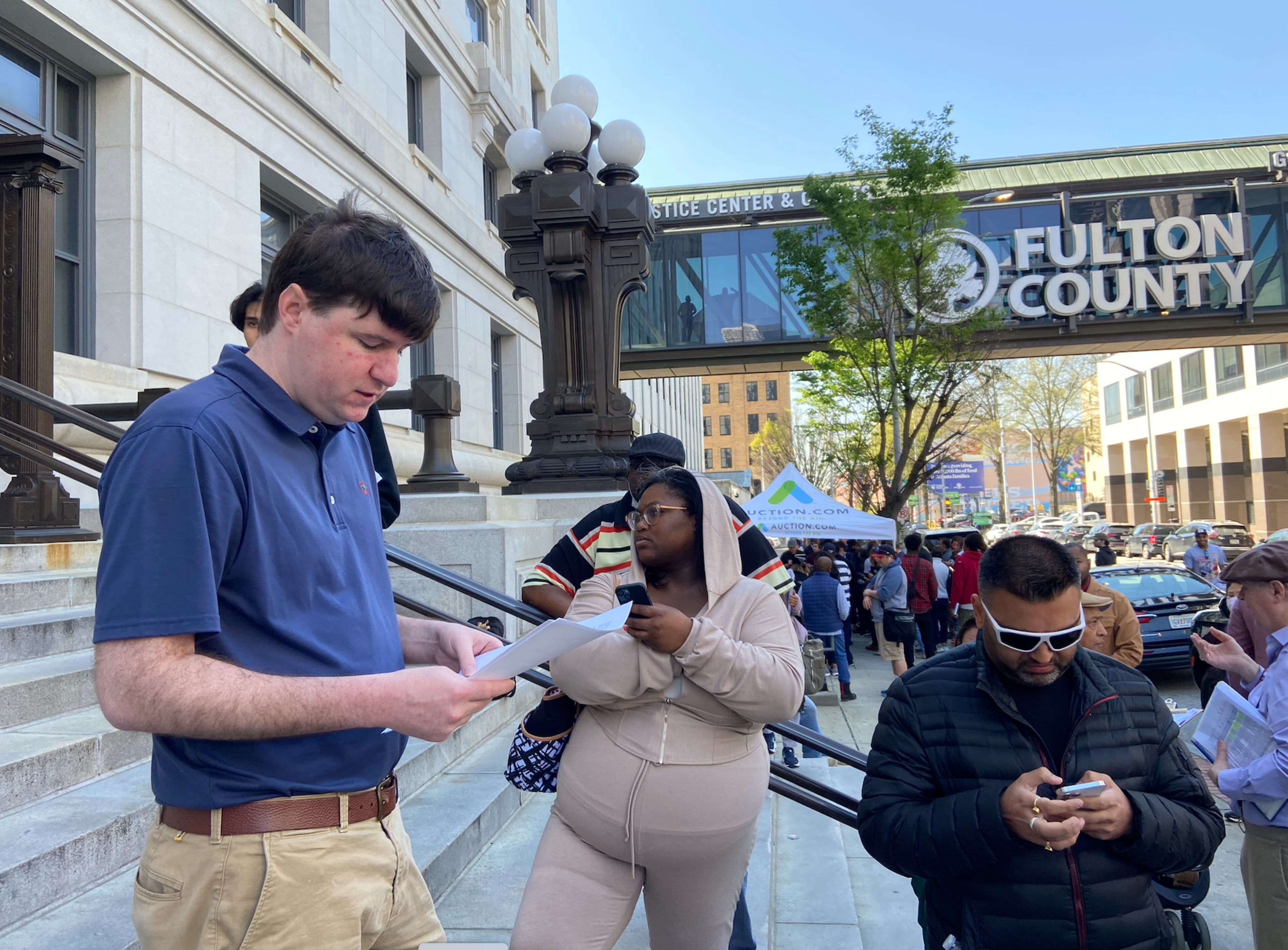 Attorney Robert Kennedy read the foreclosure notice for the properties slated for the Forge Atlanta development on Tuesday, March 7, 2023.