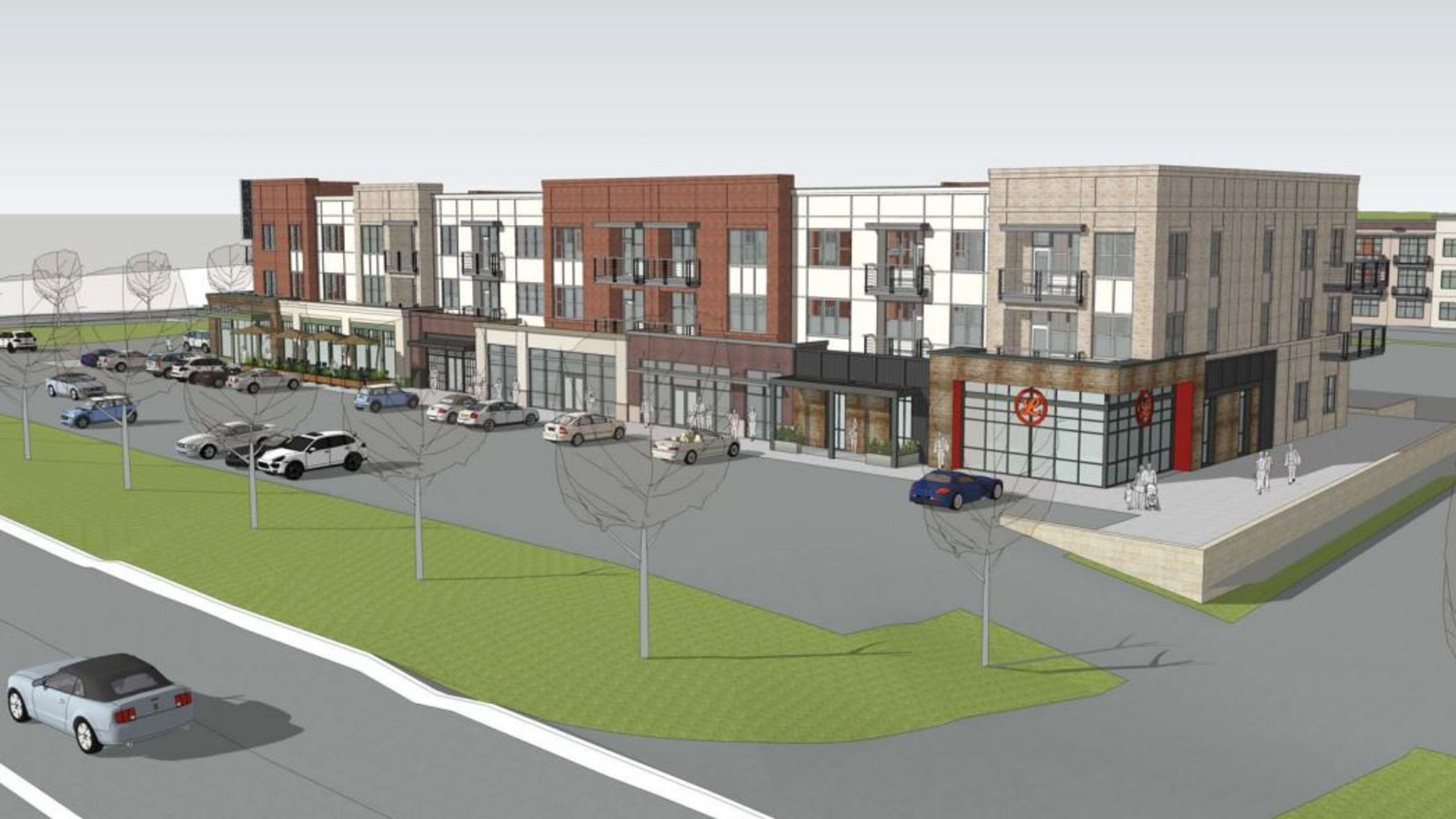 The project pitched by Legacy Partners LLC would bring five apartment buildings and one office building to about 22 acres on the northeast corner of Duluth Highway and Meadow Church Road.