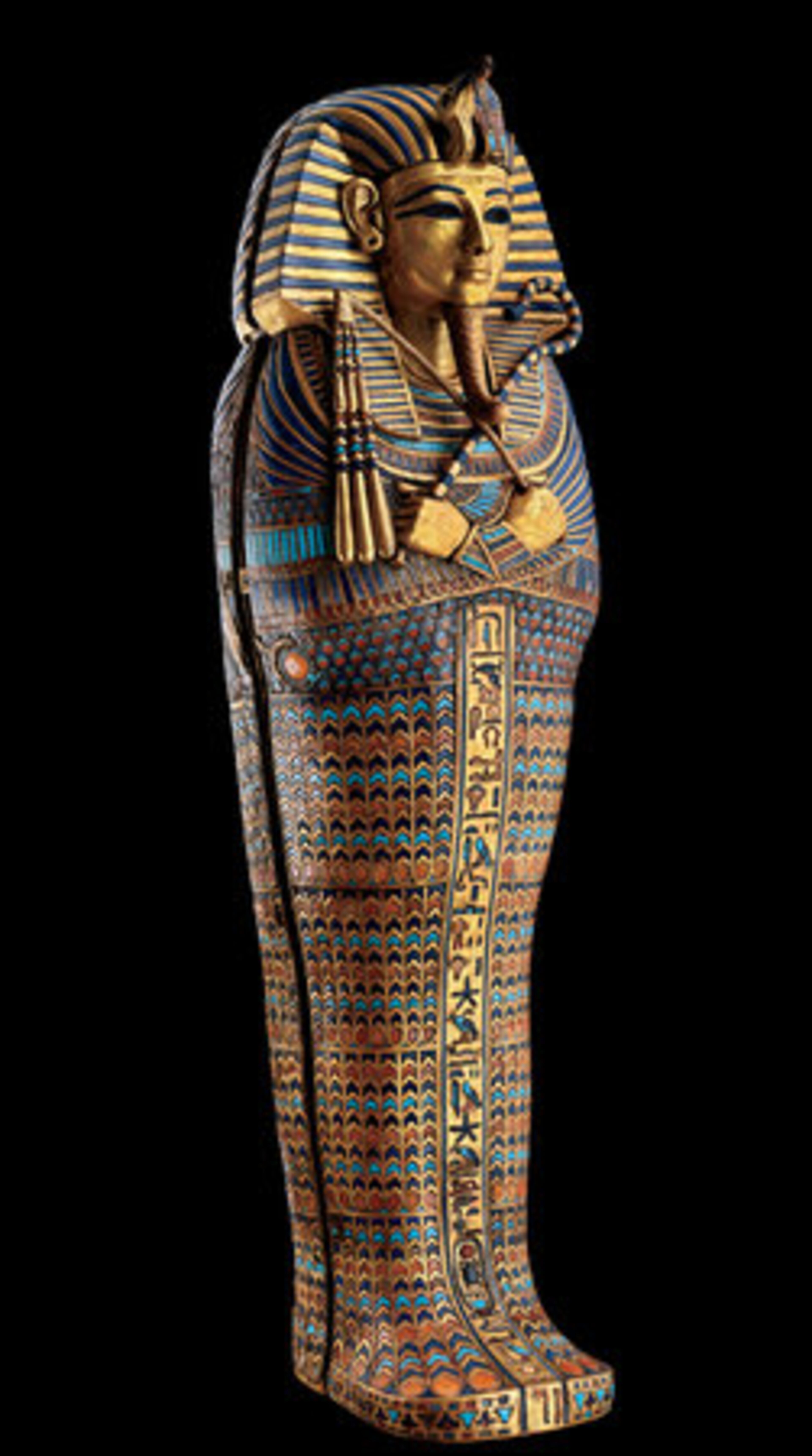 Tutankhamun's Canopic Coffinette: Each of the four miniature coffins of Tutankhamun held a different internal organ, and this one originally contained the stomach. Guarded by distinct gods, this container had the protection of both Duamutef and the goddess Neith, deities named in the inscription on the front.