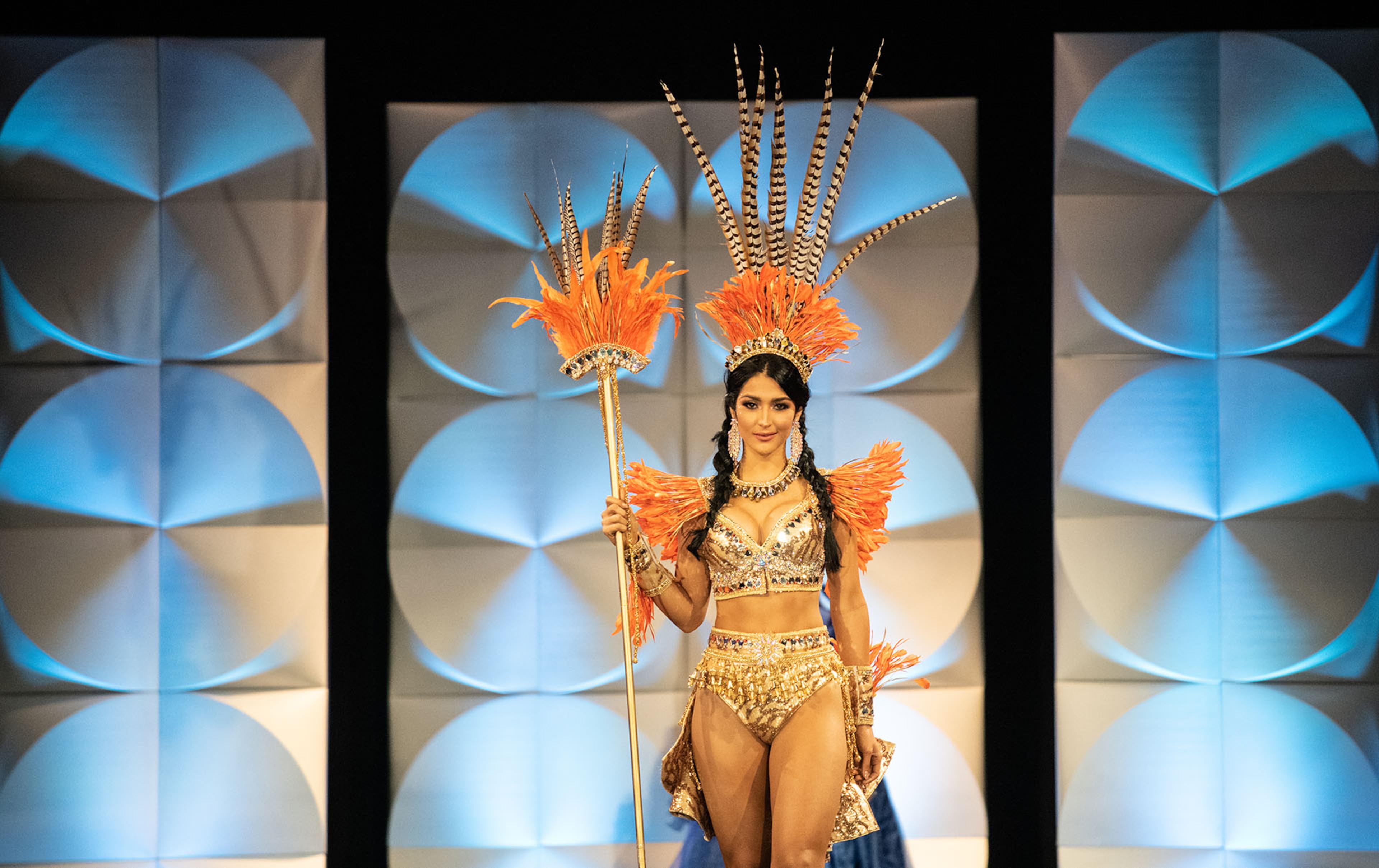 120619 ATLANTAâ Miss Aruba Danna Garcia showcases her costume that represents her country at the Miss Universe Pageant National Costume Show in Atlanta, Ga Friday, Dec. 6, 2019.
PHOTO BY ELISSA BENZIE