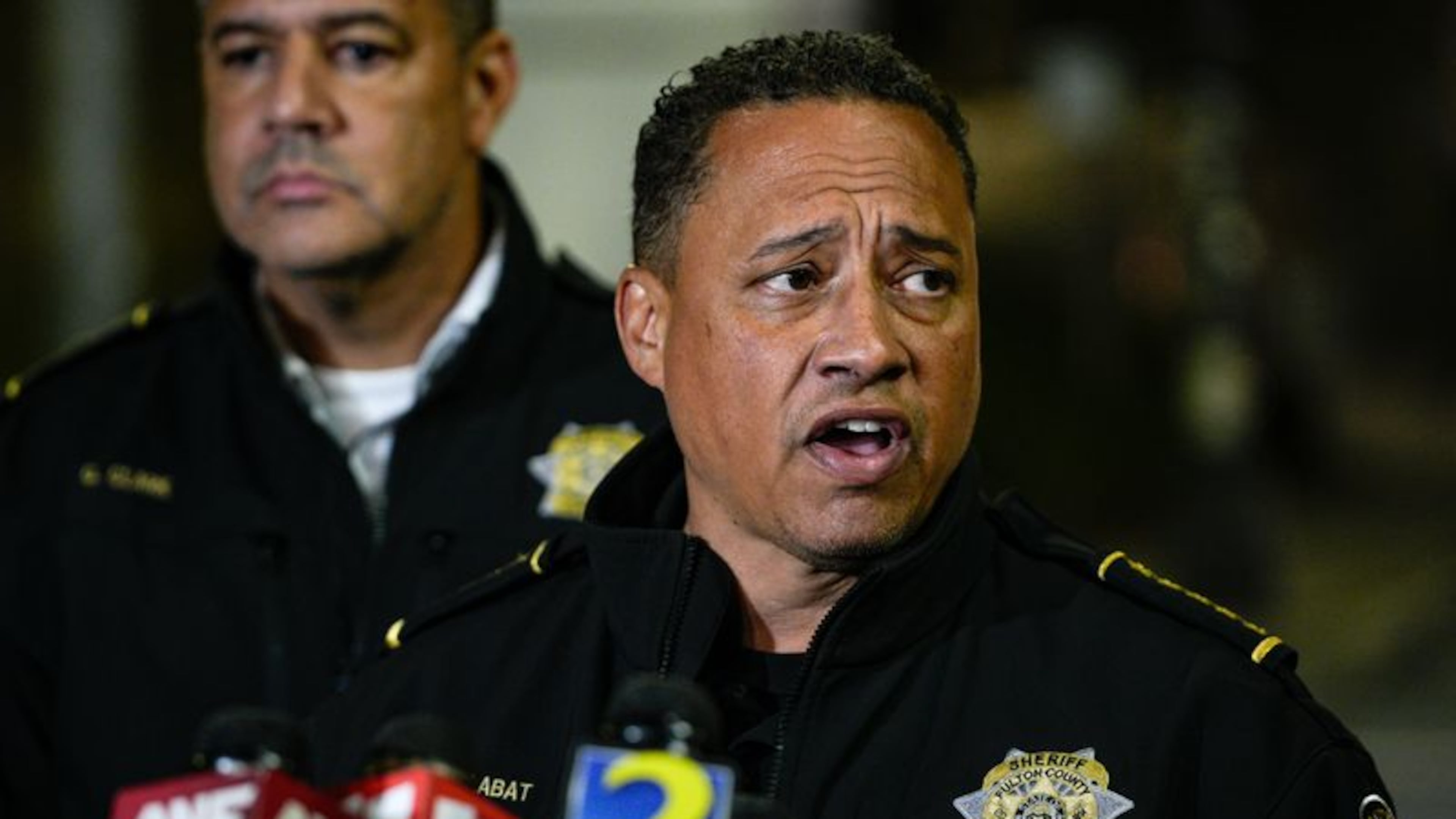 Fulton County Sheriff Patrick Labat — pictured speaking to reporters after an inmate allegedly set a fire inside the Rice Street jail in December — has clashed with the Fulton County Commission over repairs needed at the Fulton jail, where the Department of Justice ruled conditions to be unconstitutional in 2024. (Ben Hendren for the AJC 2025)