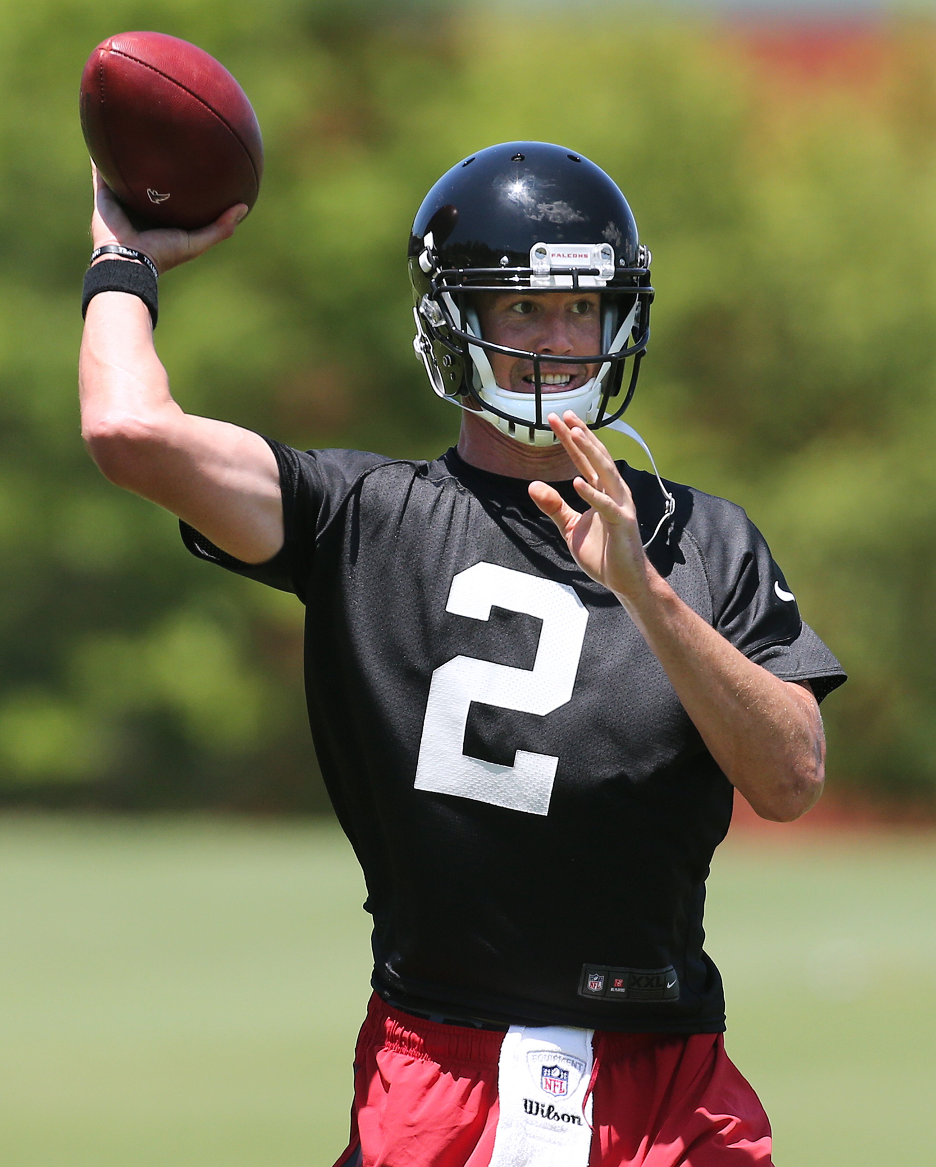Matt Ryan throws a pass during practice on an OTA day, Tuesday, June 7, 2016, in Flowery Branch. Curtis Compton / ccompton@ajc.com