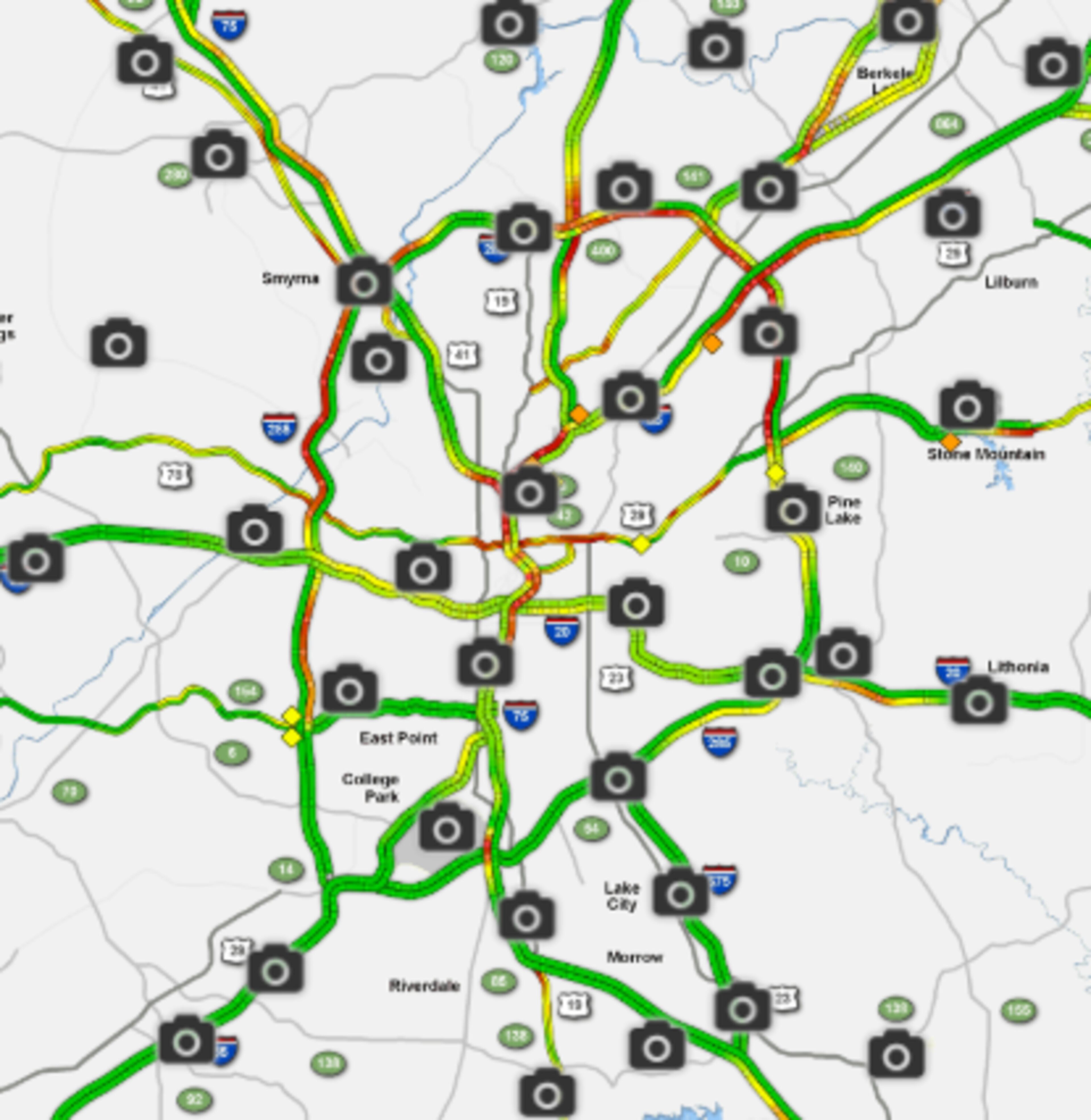 The Downtown Connector and I-285 are beginning to turn red on the WSB 24-hour Traffic Center map. That's not a good thing.