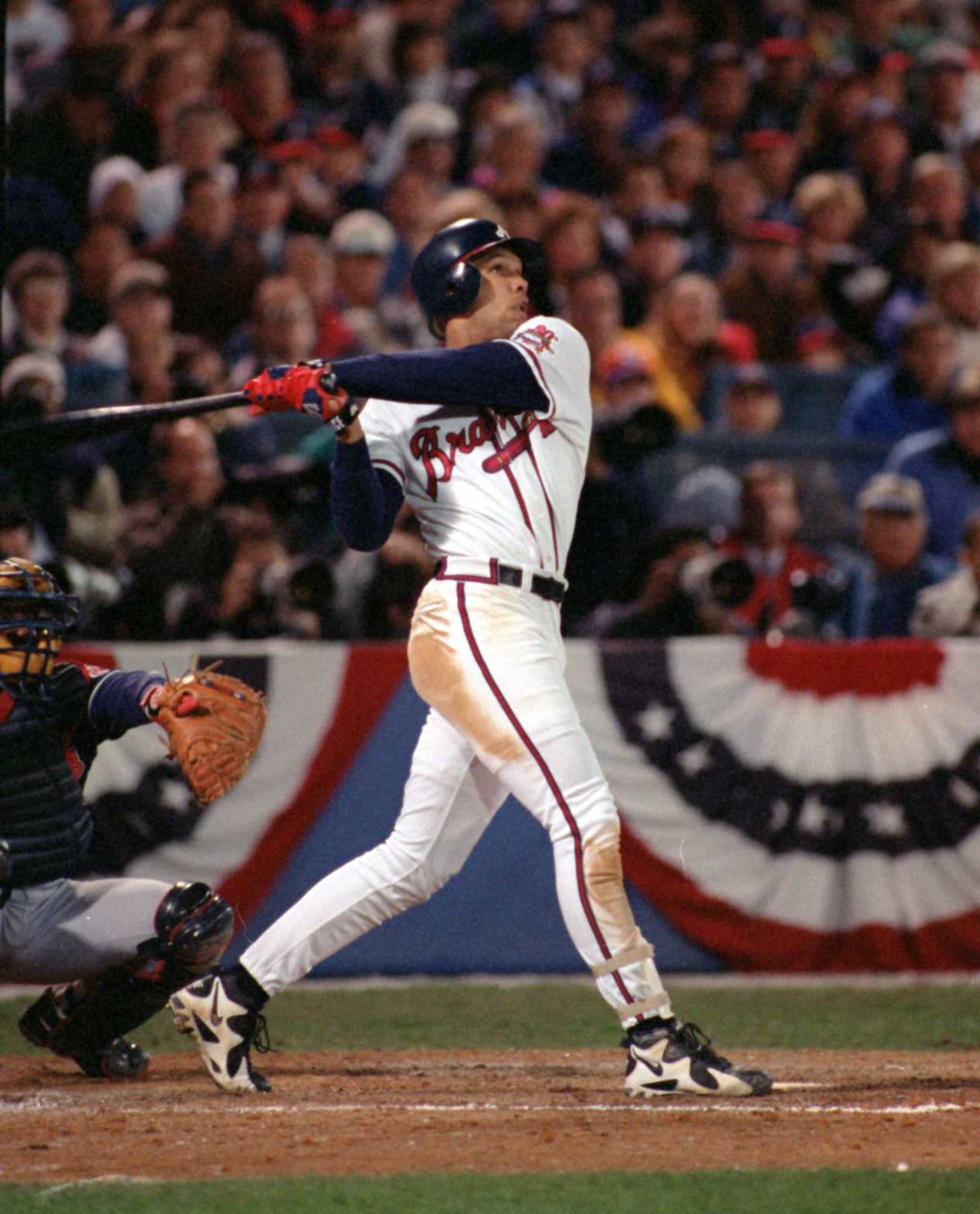 Justice hammered the shot heard 'round the world - the solo homer in the Braves' 1-0 victory over the Cleveland Indians in Game 6 of the 1995 World Series.