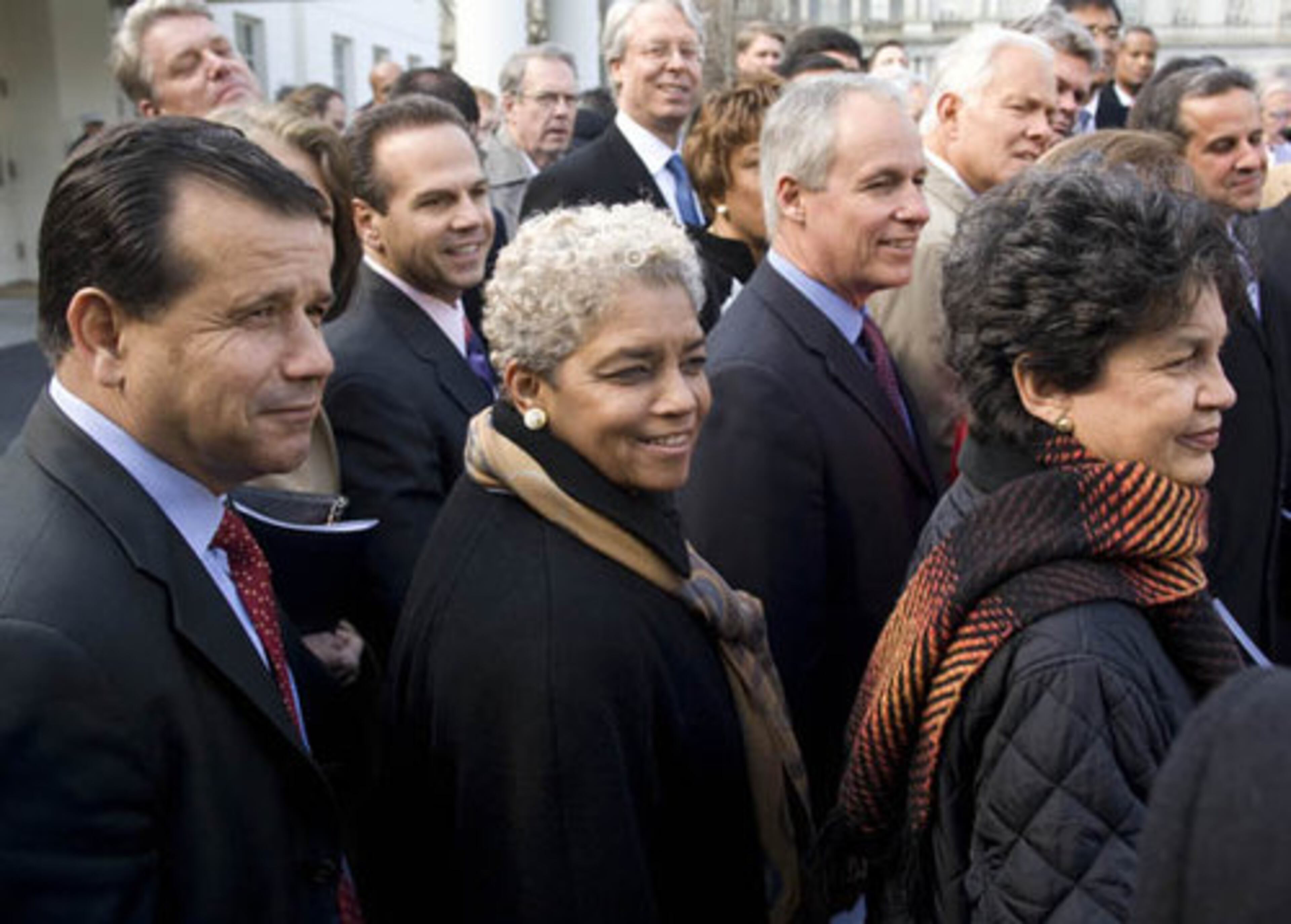 Shirley Franklin joined a group of other mayors who were speaking to reporters after their meeting with President Obama.
