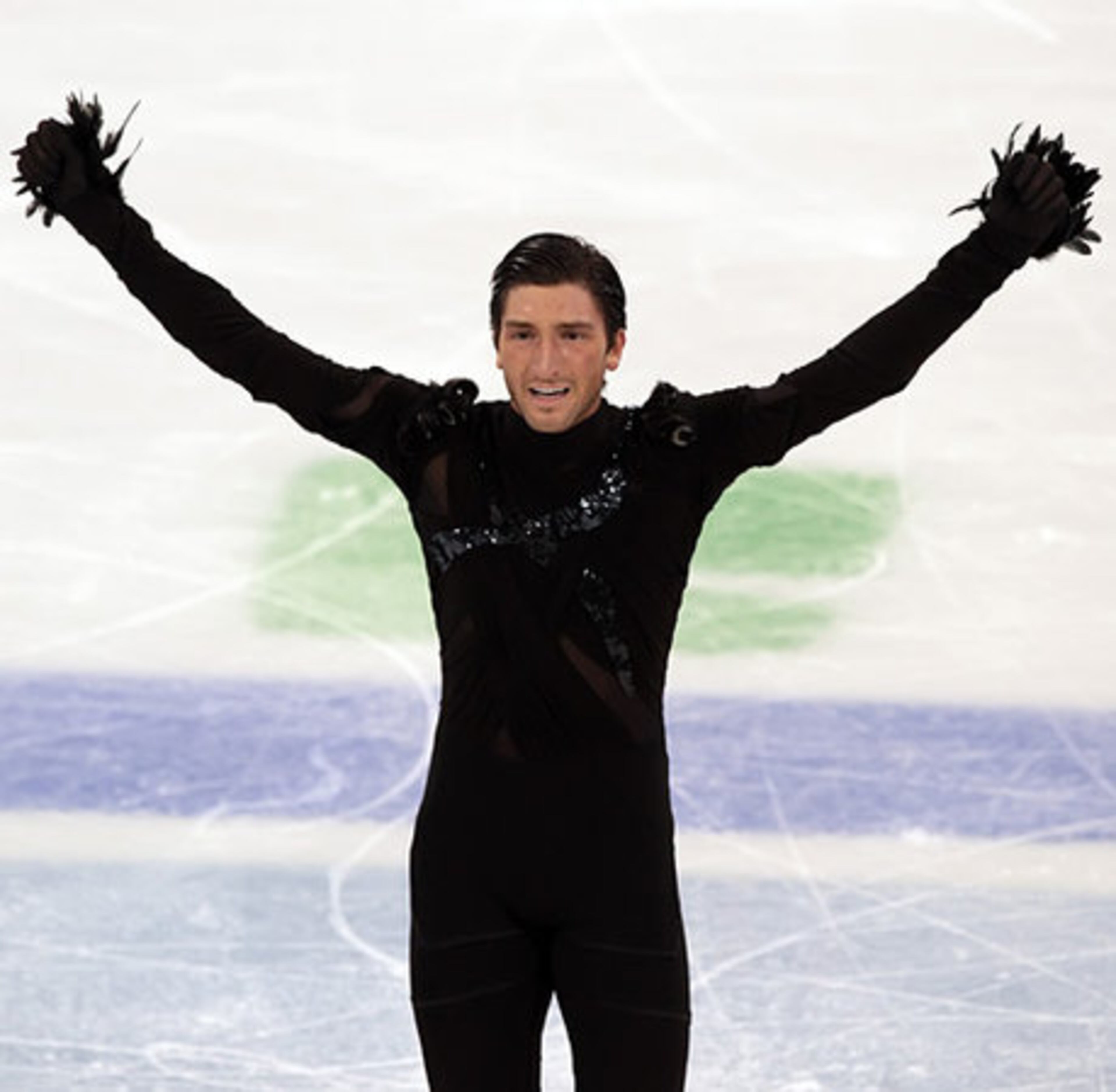 Somewhere, director Tim Burton is thinking "Yeah, going with scissors? Good move." Evan "Featherhands" Lysacek of the United States inspires something -- though not fear, necessarily -- in this get-up.