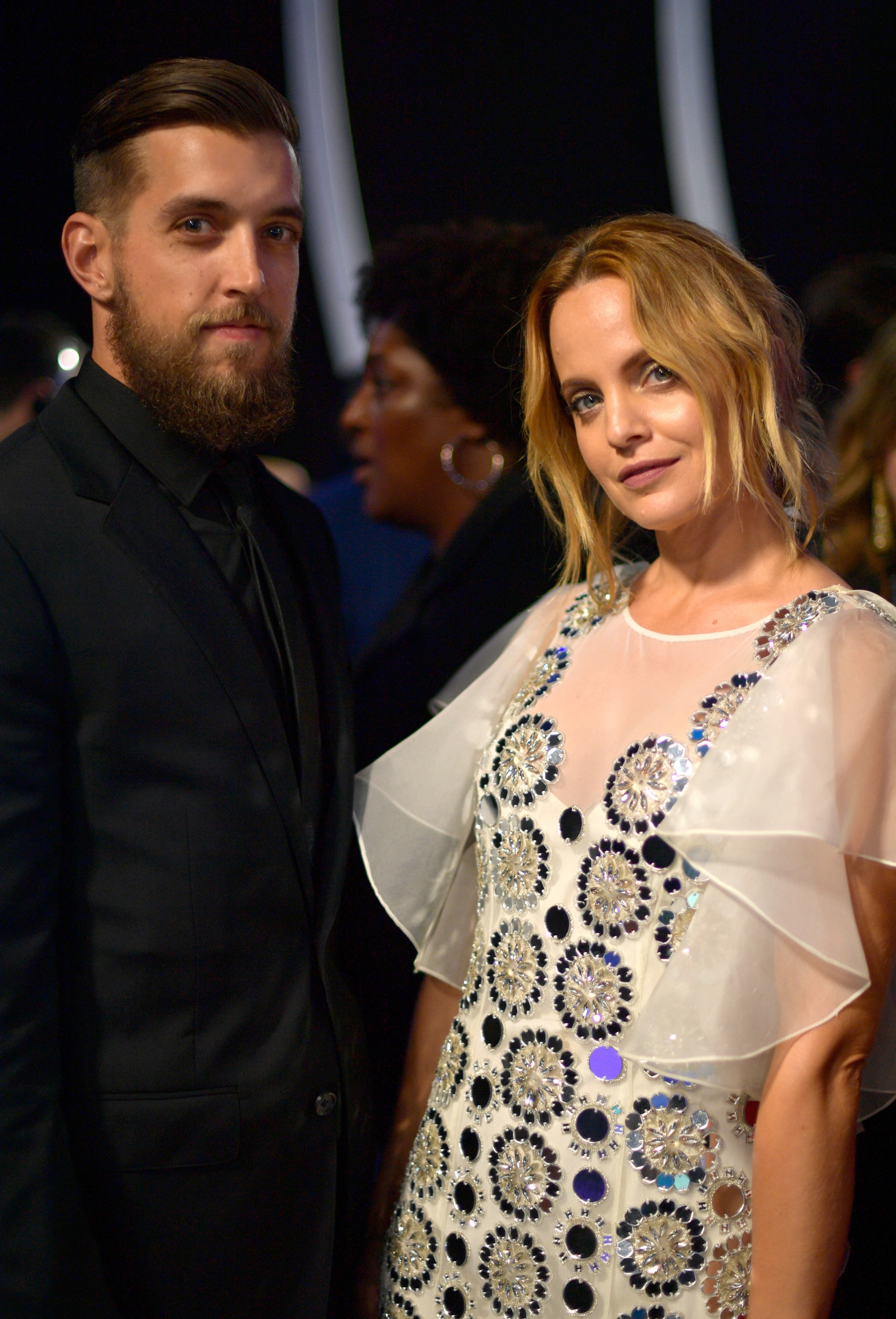 INGLEWOOD, CA - AUGUST 27: Mena Suvari (R) and Michael Hope attend the 2017 MTV Video Music Awards at The Forum on August 27, 2017 in Inglewood, California. (Photo by Matt Winkelmeyer/Getty Images)