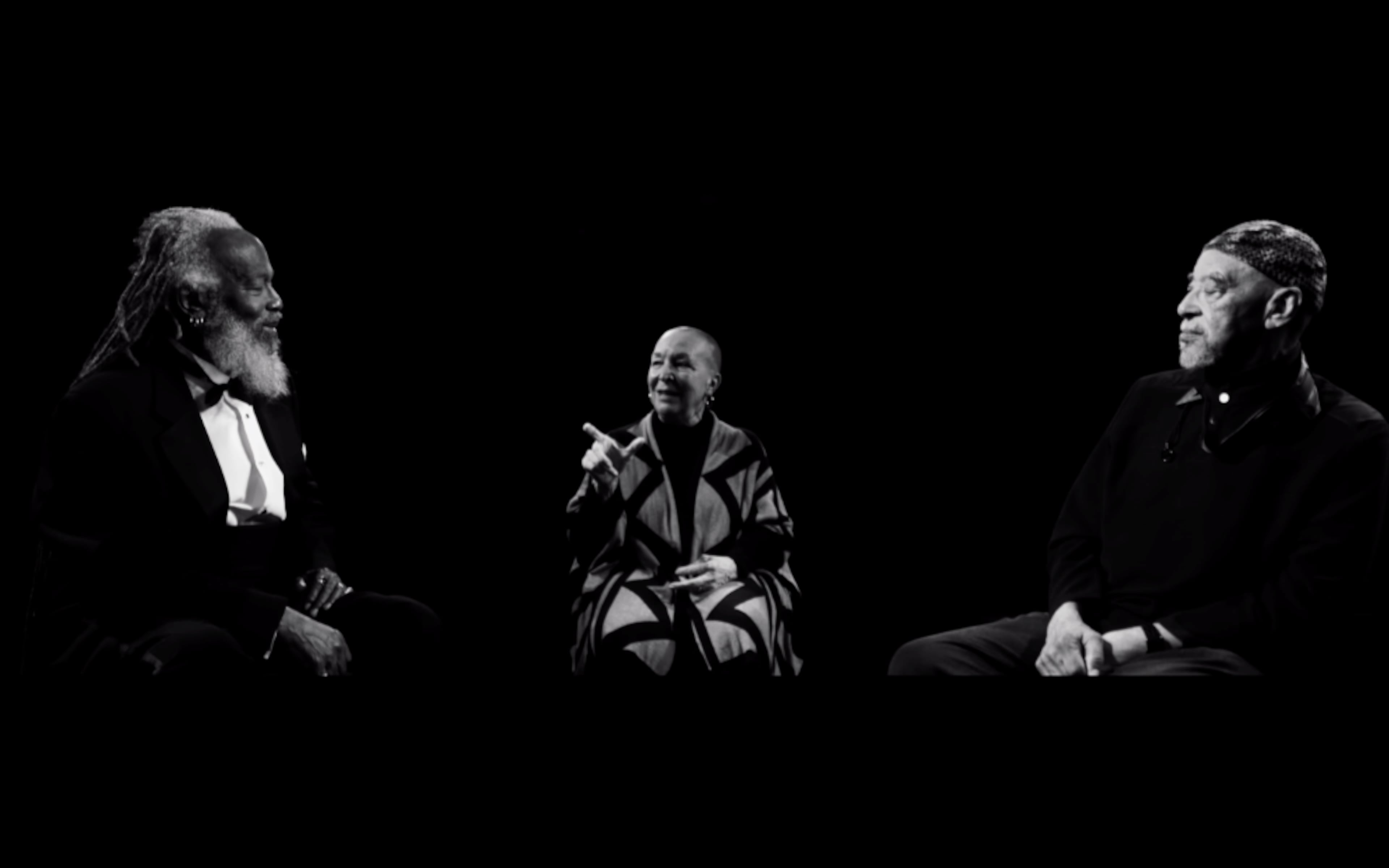 “Live at Club Zebra,” featuring Zaron “Zeke” Burnett (from left), Pearl Cleage and saxophonist Joe Jennings, screens Oct. 12. The documentary tells the story of the Atlanta speakeasy and cabaret that showcased local artists and performers from the mid-1980s until the 1990s. (Courtesy of David and Matthew Adeboyé)