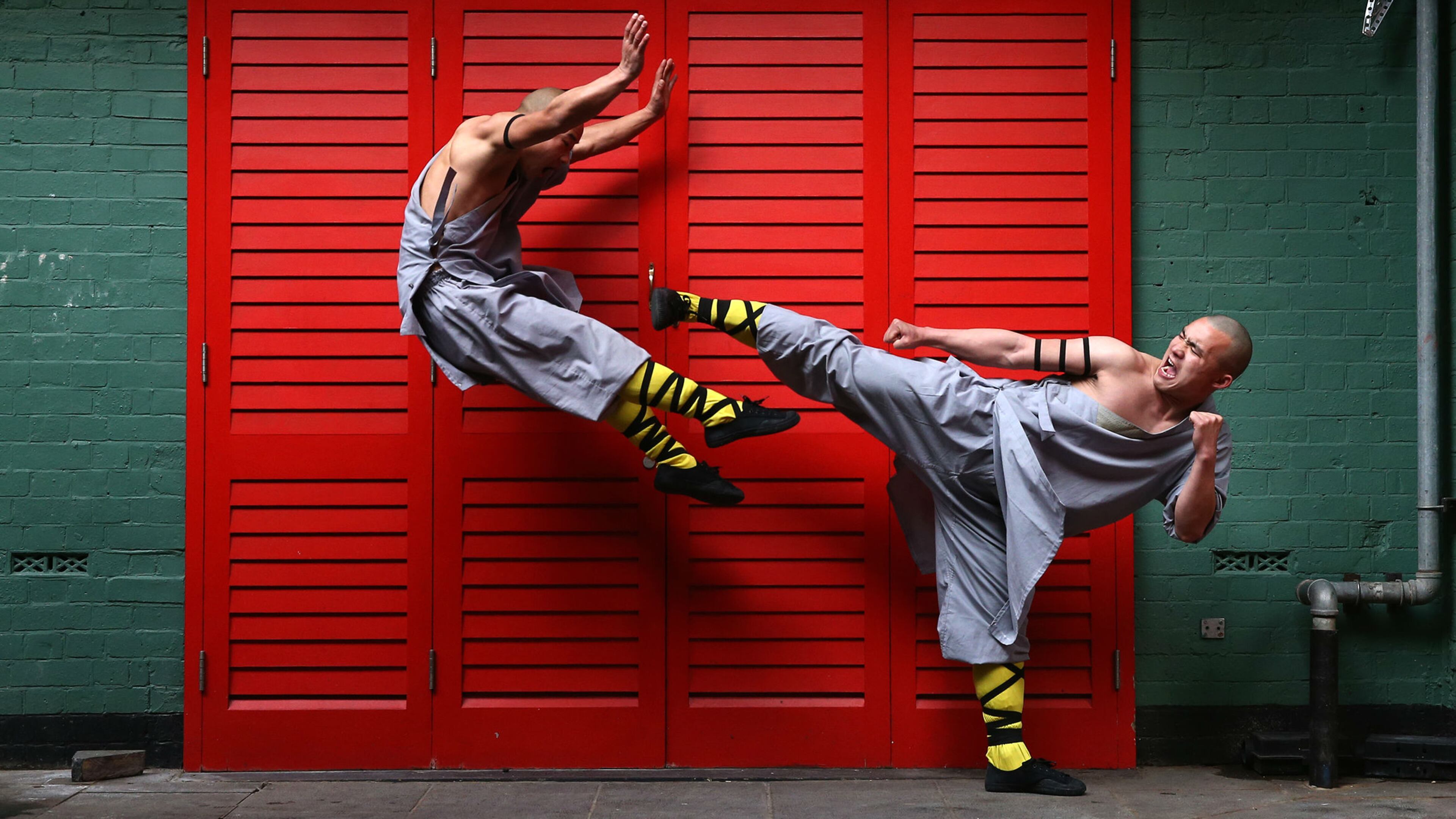 Shaolin monks show off some moves in London's Chinatown on February 23, 2015. The monks practice Shaolin Kung Fu, which is believed to be the oldest institutionalised style of kung fu. (Carl Court/Getty Images)