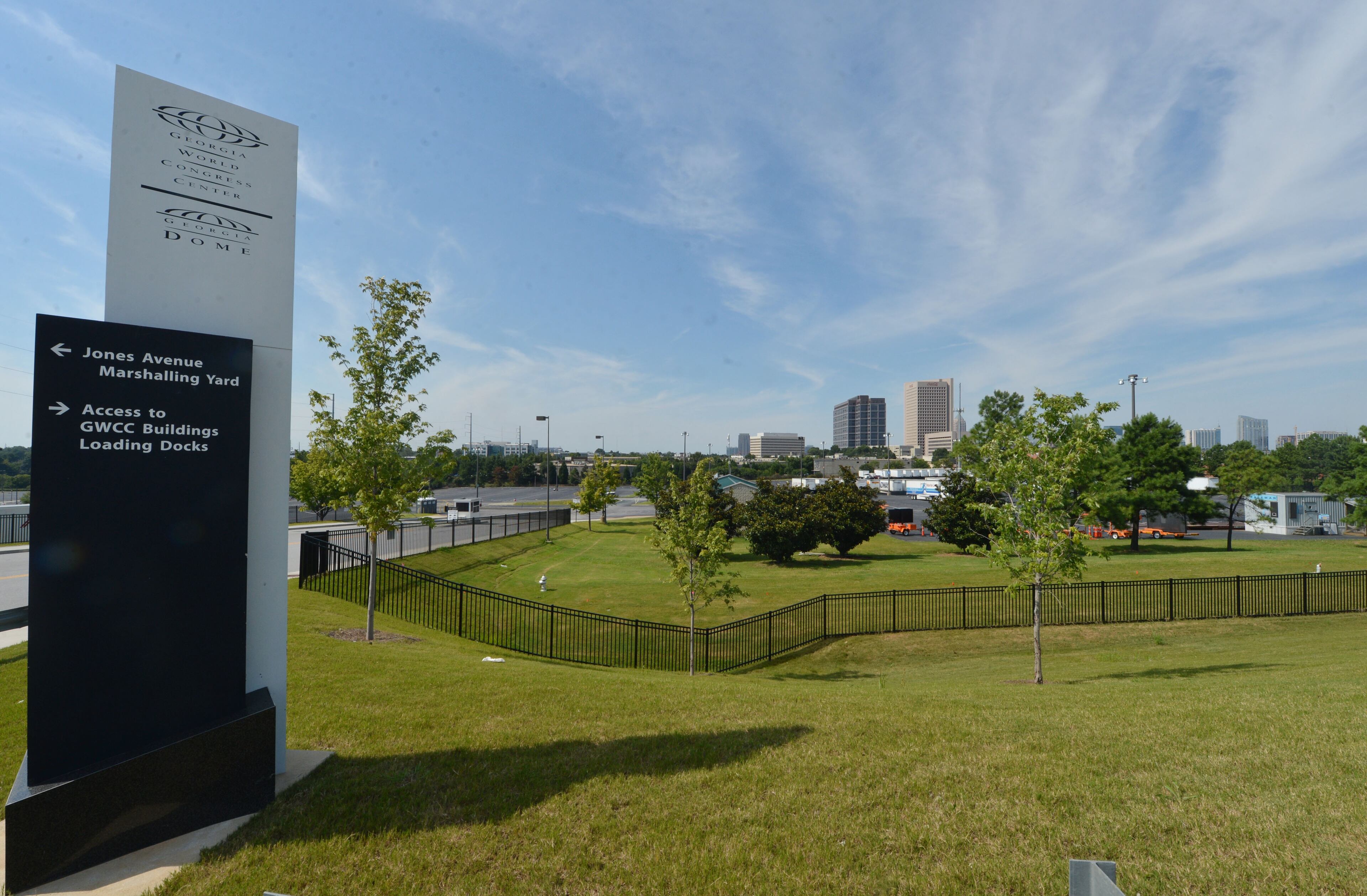 With negotiations on the south site stalling, the Georgia World Congress Center is looking at the site north of the GWCC as an alternate location. Shown here is the Georgia World Congress Center/Georgia Dome truck-marshaling yard off Ivan Allen Boulevard. Advantage No. 1: The north site is larger and already state-owned.