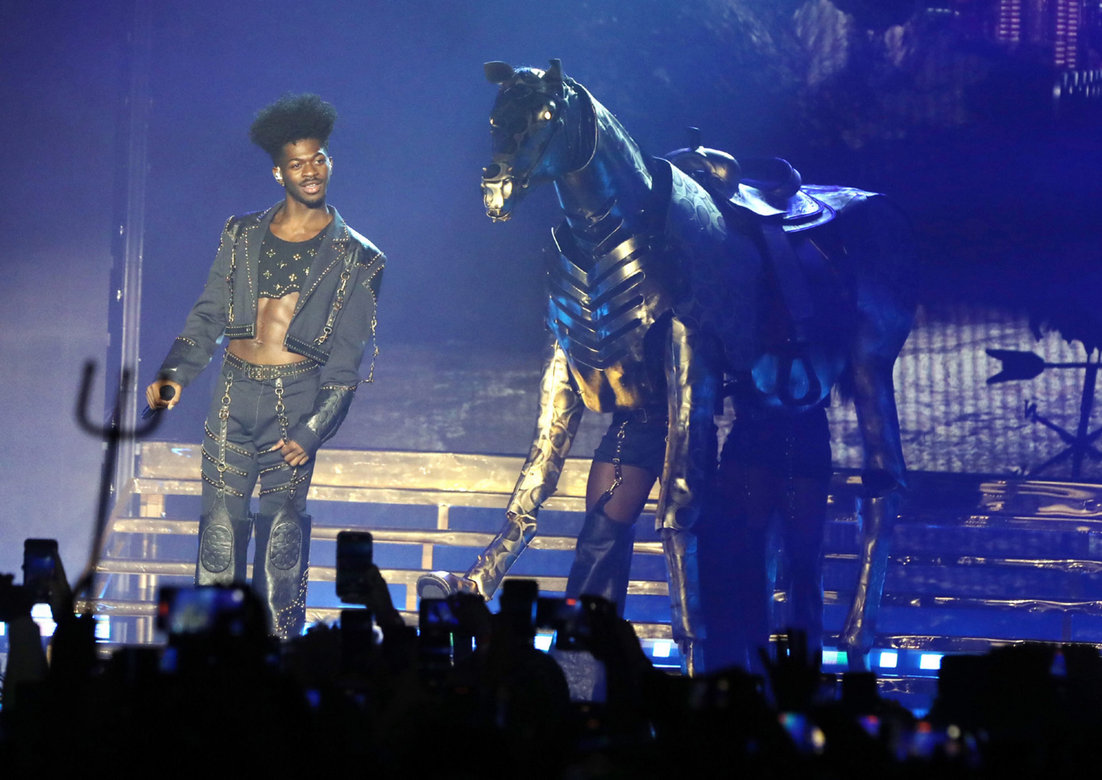Atlanta native Lil Nas X played the first show of a two-night run in his hometown on Tuesday, Sept. 27, 2022, at the Coca-Cola Roxy Theatre. The Long Live Montero Tour hits the stage again Wednesday night at the Roxy in The Battery Atlanta. Robb Cohen for the Atlanta Journal-Constitution