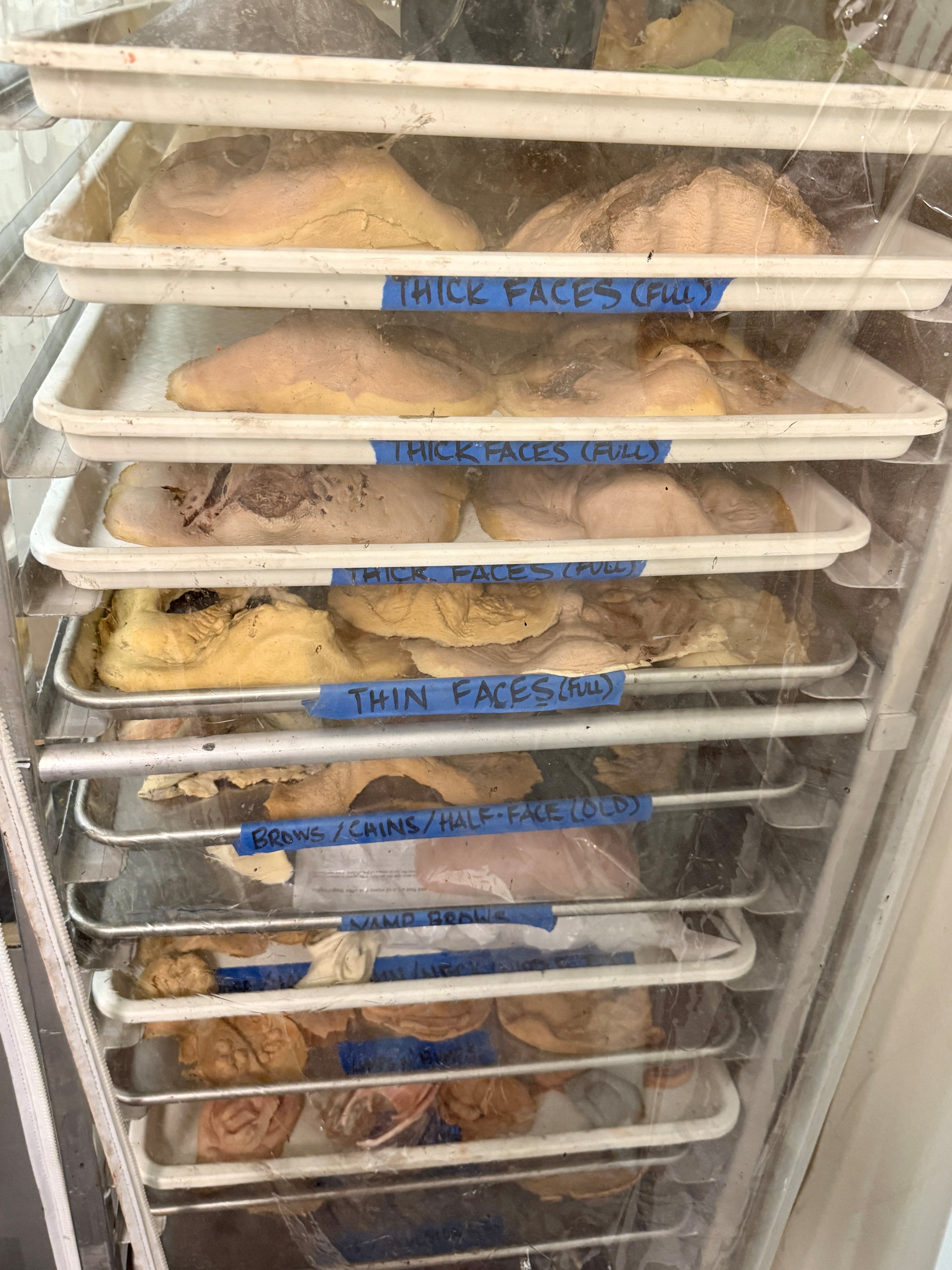 Makeup artist Bethany Michel molds Netherworld's prosthetics with an adhesive called Pro-Zay. They dry on cookie sheets. (Danielle Charbonneau/AJC)