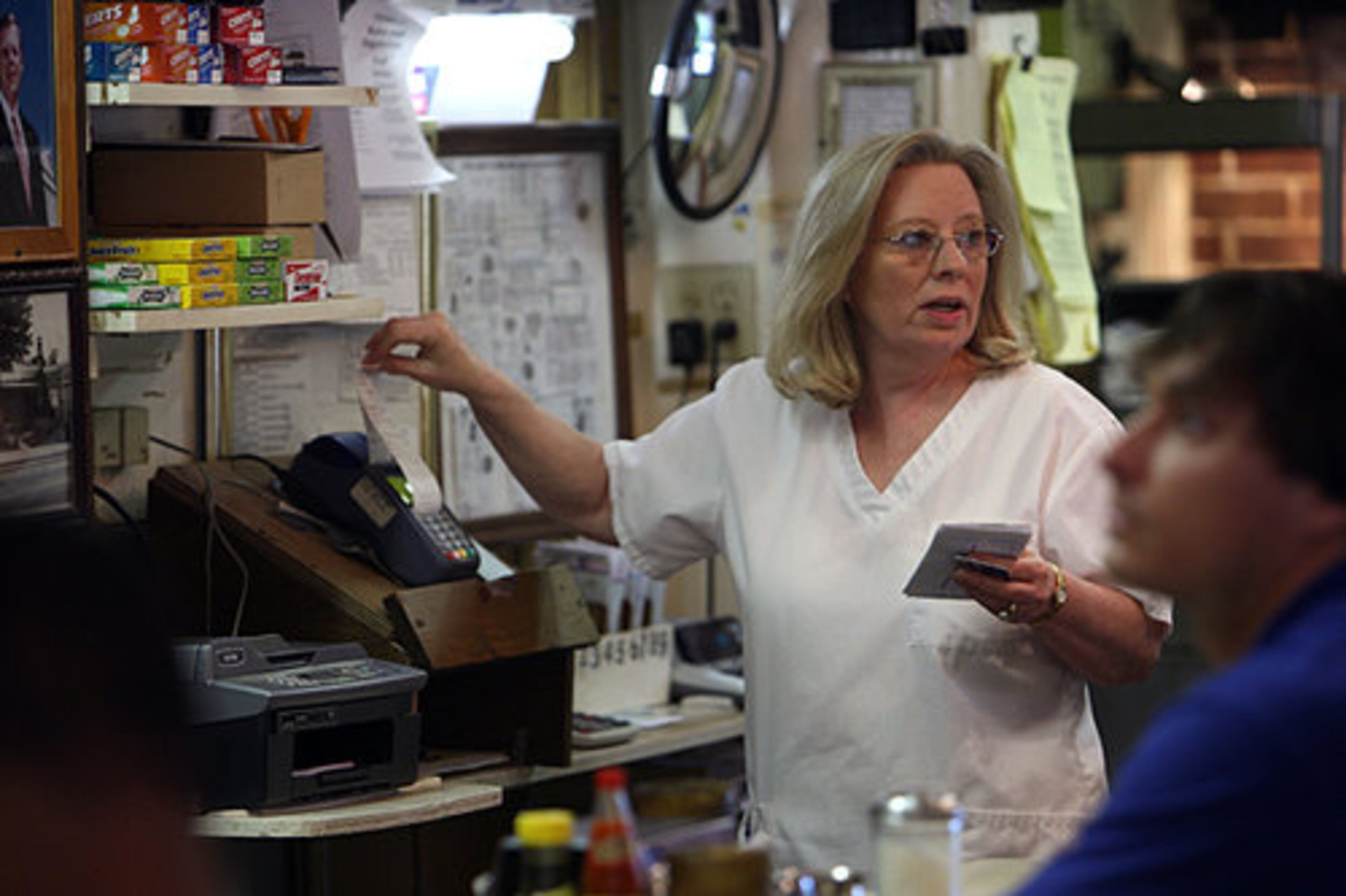 Judy Shelnutt, 51, daughter of Bobby and June Crowe, owner of Kountry Kitchen, has been working at the restaurant for 25 years. The restaurant employs 22 people.