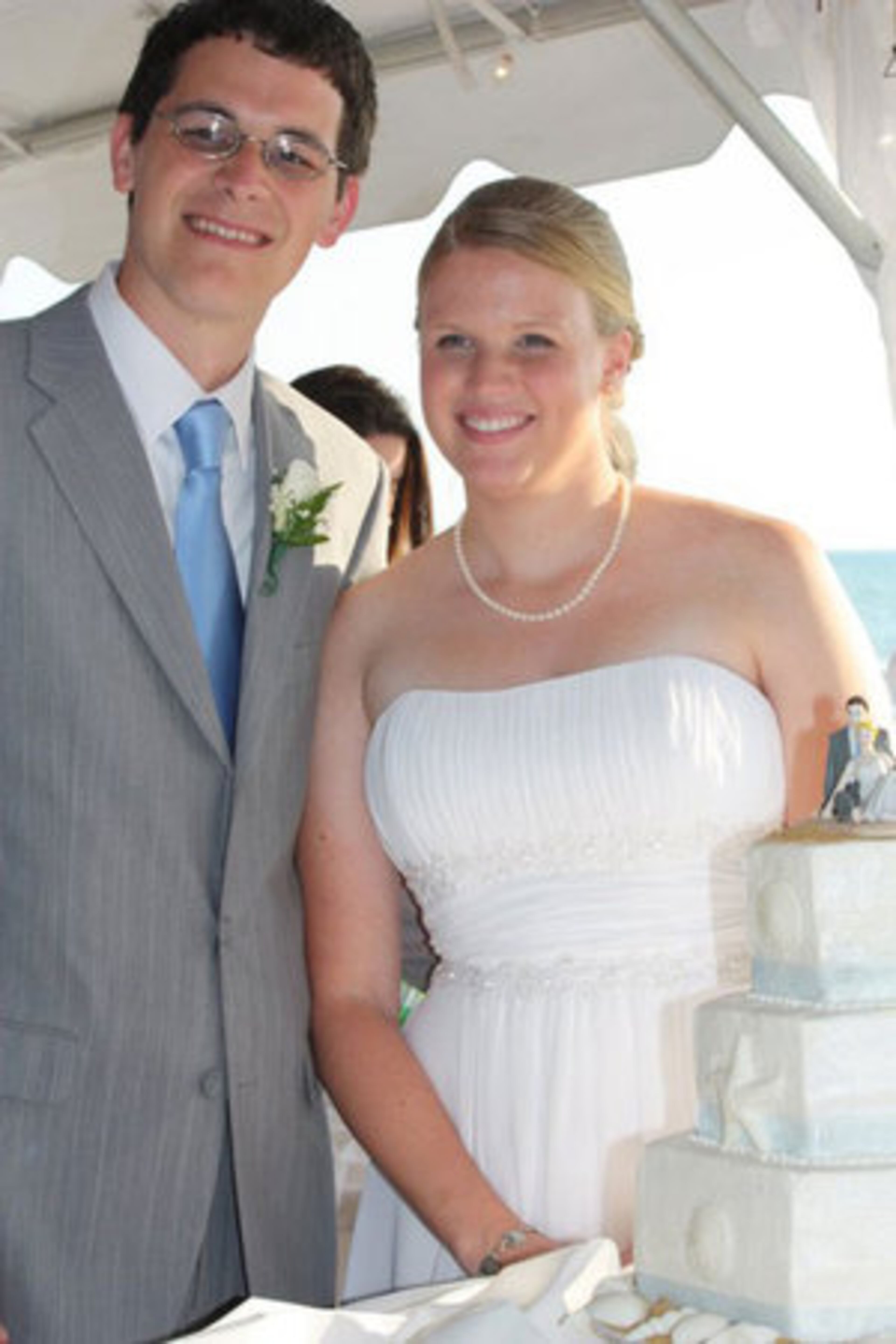 Katherine Blinn says she and her husband Kevin enjoyed their beautiful (and tasty) cake during their April 30, 2011 wedding in Atlantic Beach, NC.