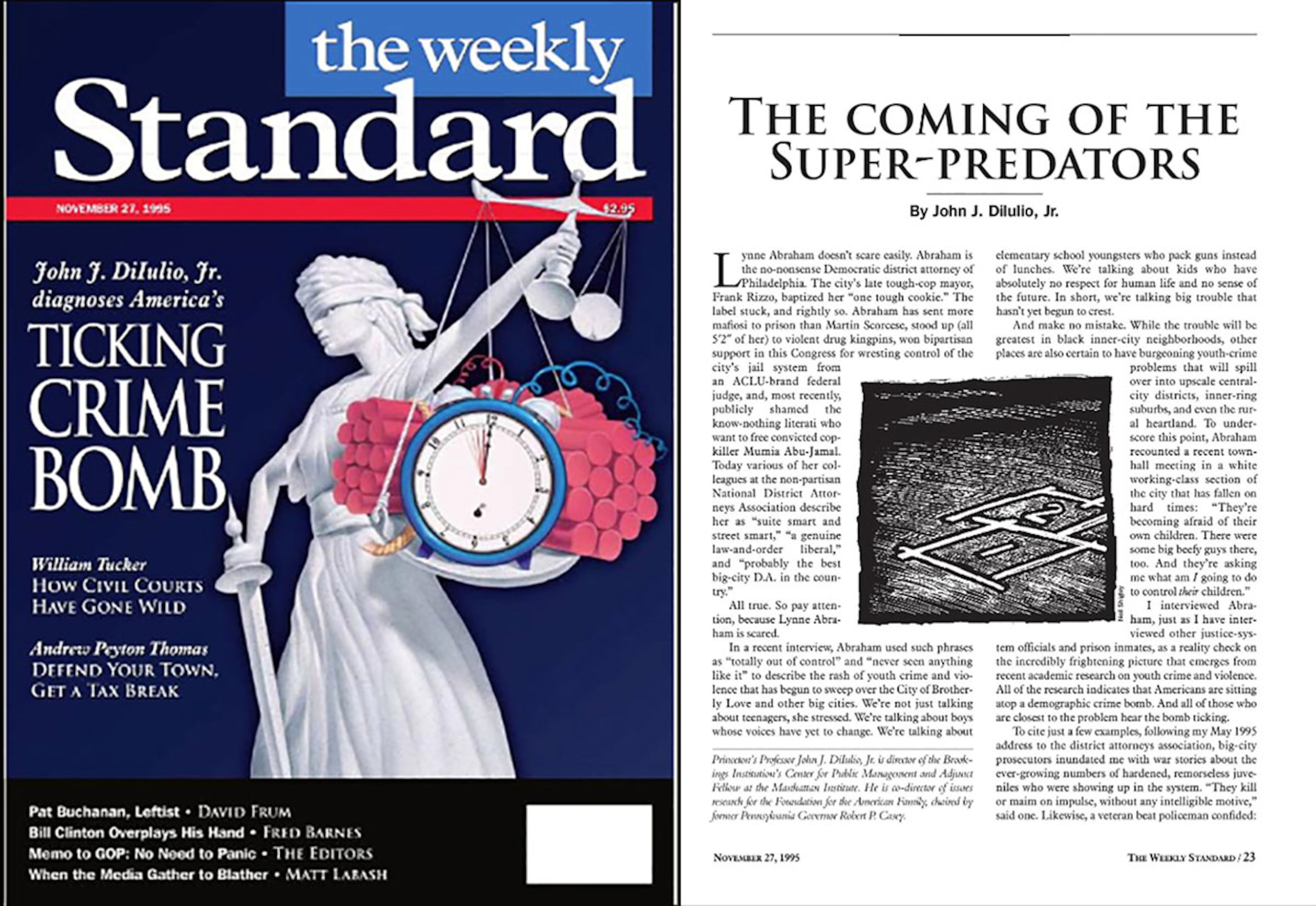Many states adopted tough measures after criminologist John J. Dilulio Jr.'s article in The Weekly Standard in 1995 called "The Coming of the Super-Predators."