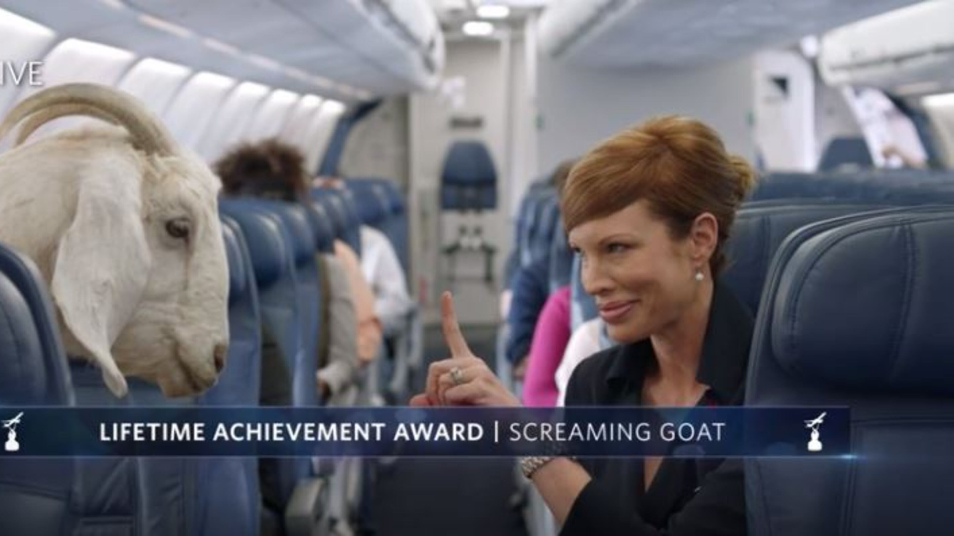 Delta's latest safety video features a return of Deltalina and the screaming goat.