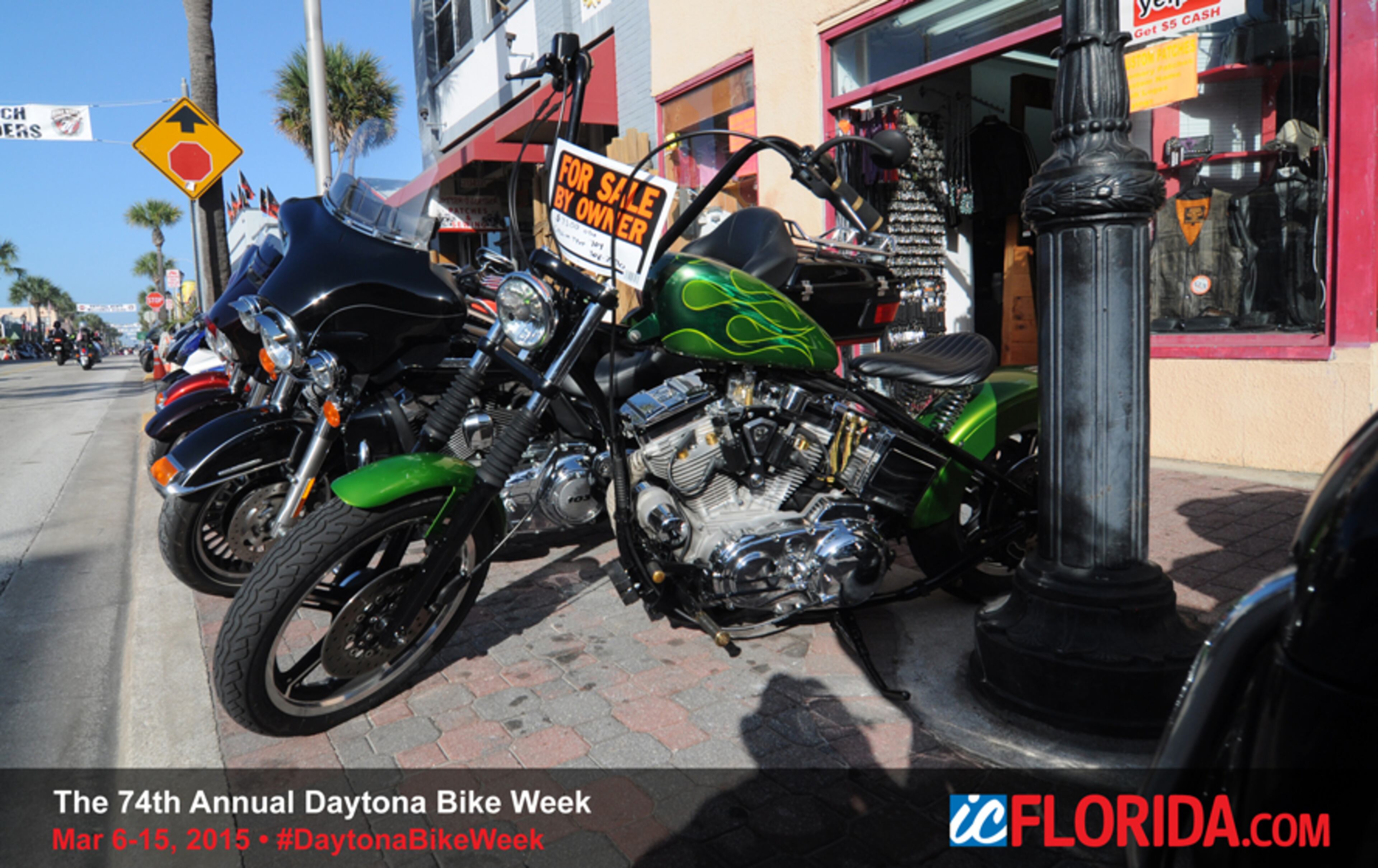 Motorcycle enthusiasts from all over the globe converged on Daytona Beach for the 74th Annual Bike Week. The 11-day long celebration of the biker culture featured live entertainment, a ton of sunshine, lots of loud pipes, colorful characters and a sea of chrome-adorned, creatively decorated motorcycles.