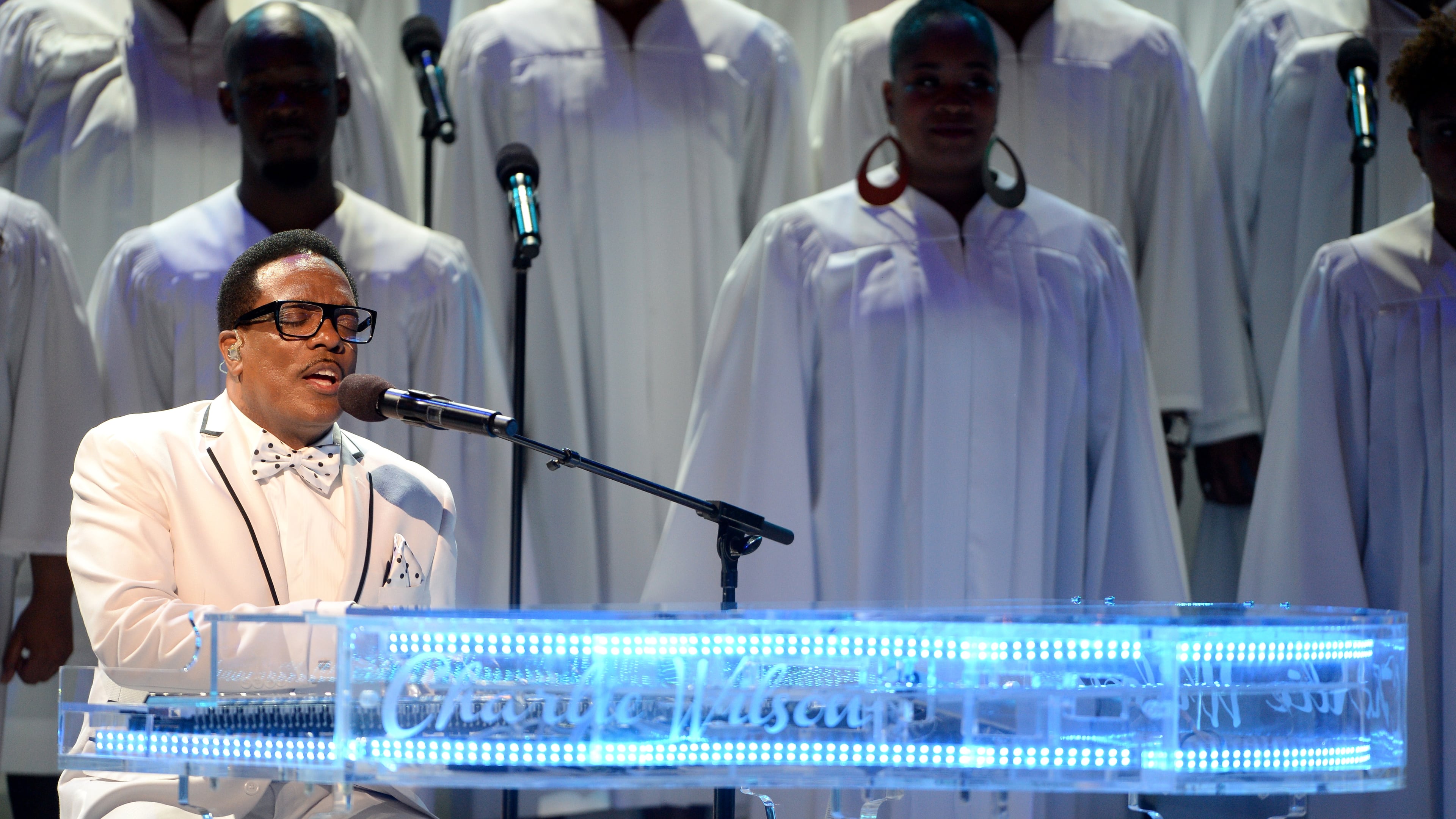 LOS ANGELES, CA - MARCH 15: Singer Charlie Wilson performs onstage during BET Celebration of Gospel 2014 at Orpheum Theatre on March 15, 2014 in Los Angeles, California. (Photo by Jason Kempin/Getty Images for BET) Charlie Wilson (shown performing at a BET gospel event in March), brought his own form of preaching to Chastain. Photo: Getty Images.
