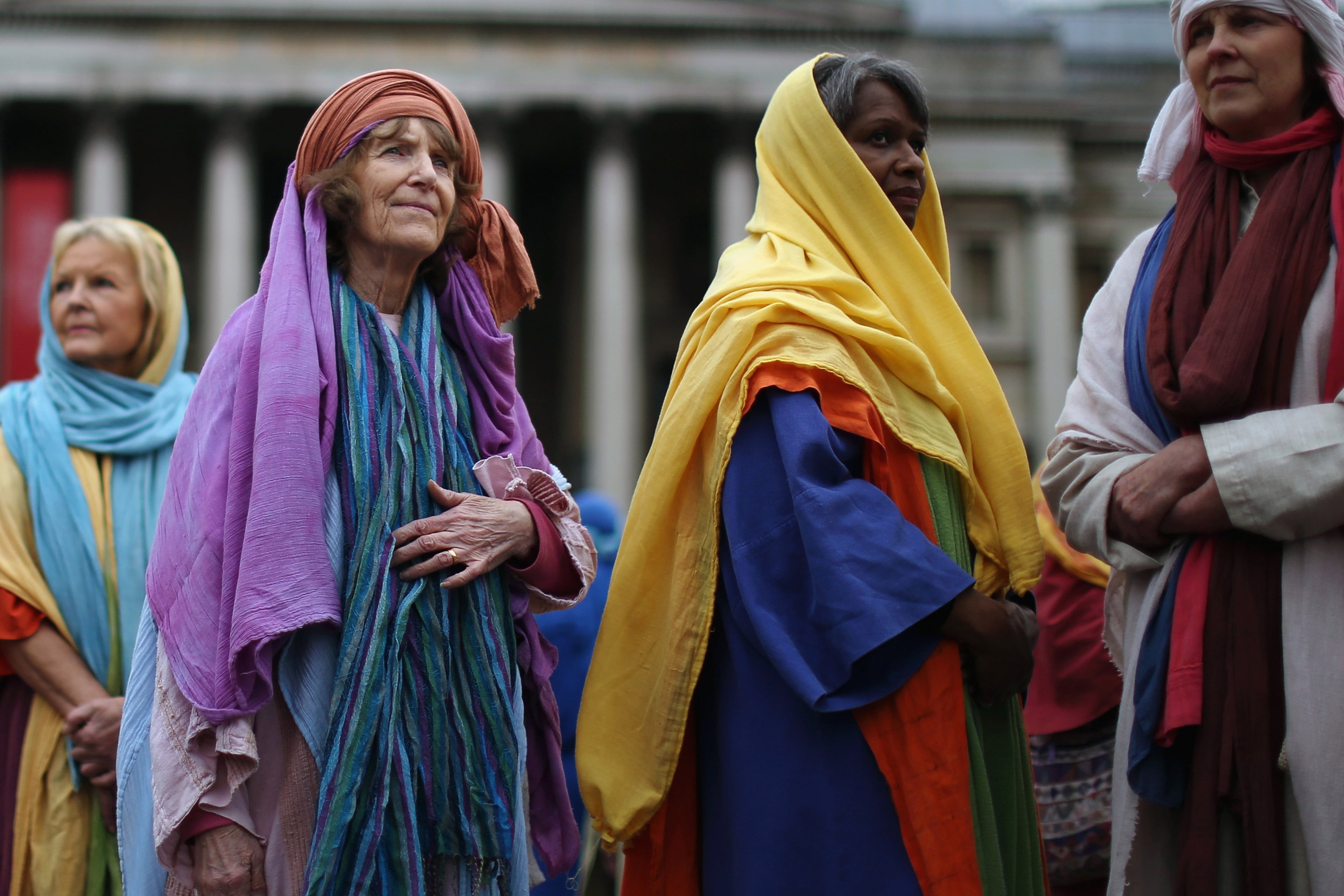LONDON, ENGLAND - APRIL 03: Actors perform The Wintershall's 'The Passion of Jesus' production in front of crowds on Good Friday in Trafalgar Square on April 3, 2015 in London, England. Good Friday is a Christian religious holiday before Easter Sunday, which commemorates the crucifixion of Jesus Christ on the cross. The Wintershall's theatrical production of 'The Passion of Jesus' includes a cast of 100 actors, horses, a donkey and authentic costumes of Roman soldiers in the 12th Legion of the Roman Army. (Photo by Dan Kitwood/Getty Images)