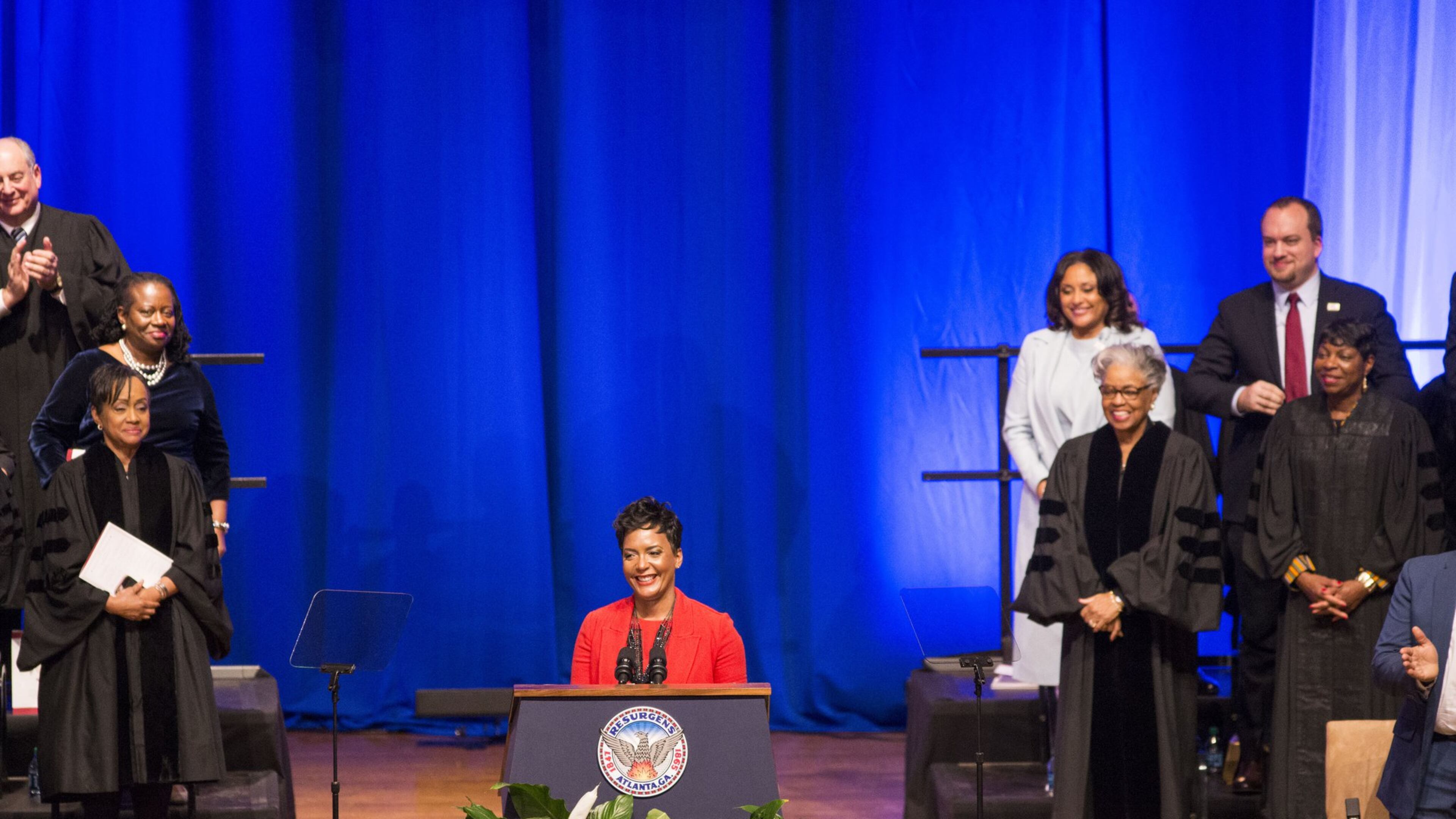 Atlanta mayor Keisha Lance-Bottoms gives her acceptance speech during the 60th Atlanta mayoral inauguration at Martin Luther King, Jr. International Chapel at Morehouse College in Atlanta, Tuesday, Jan. 2, 2018. ALYSSA POINTER/ALYSSA.POINTER@AJC.COM